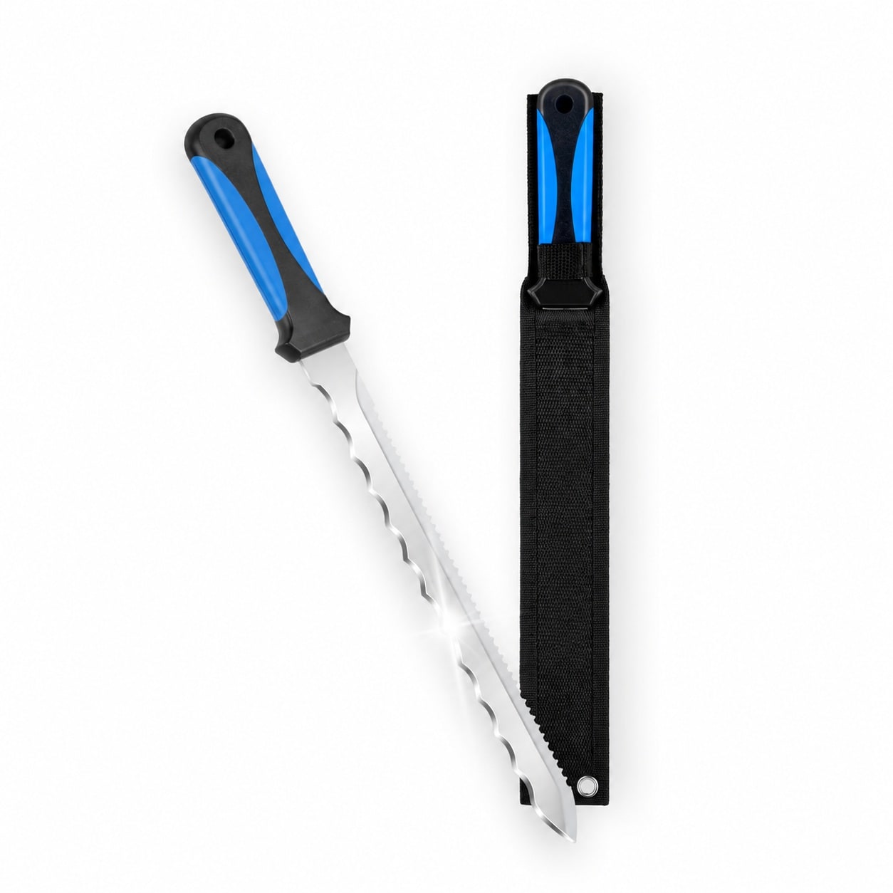 Anqtovp  Insulation Knife with Sheath Stainless Steel Blade 11 Inch Double Sided Serrated Edge Cutter for Mineral Wool Fiberglass and Garden Lawn