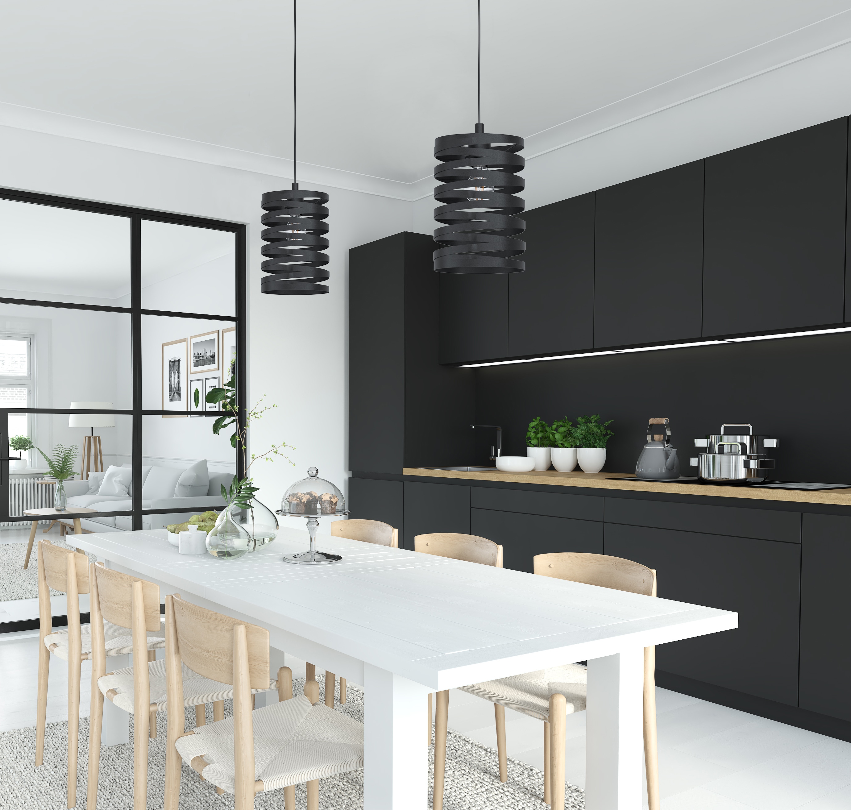 Cremella Contemporary Mini Drum Pendant with Adjustable Black Cord