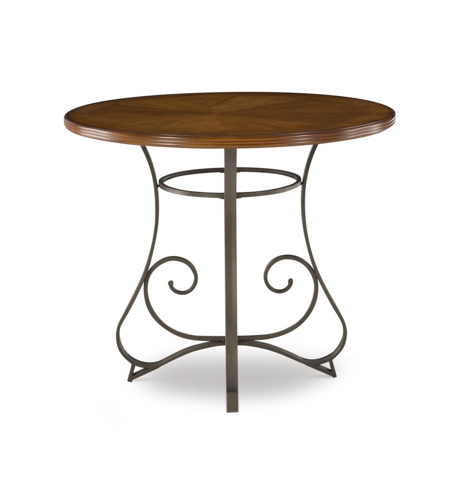 Powell Hamilton Cherry Round Counter Table, Wood with Matte Pewter and ...