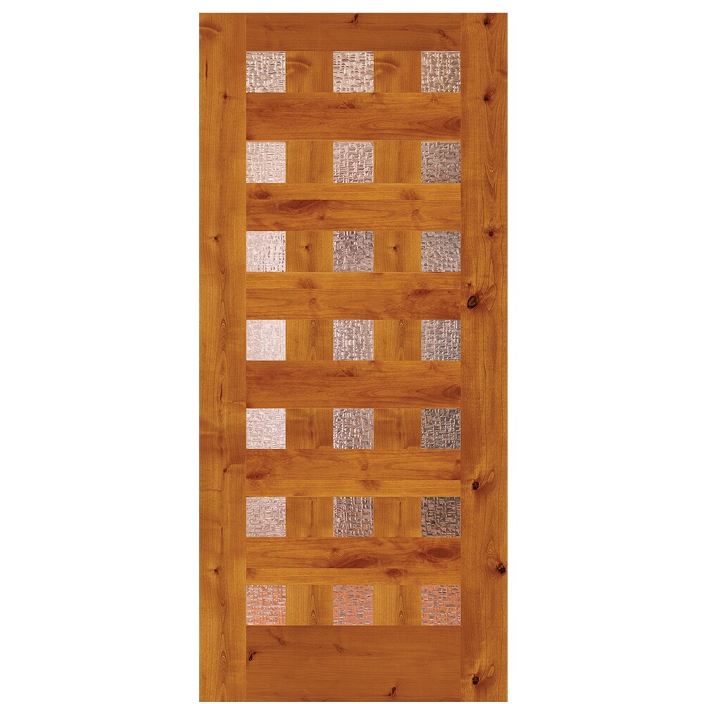 SIMPSON LO1000178 36-in x 80-in x Wood Full lite Universal reversible Brown Unfinished Single door Front Door Solid core Clear glass