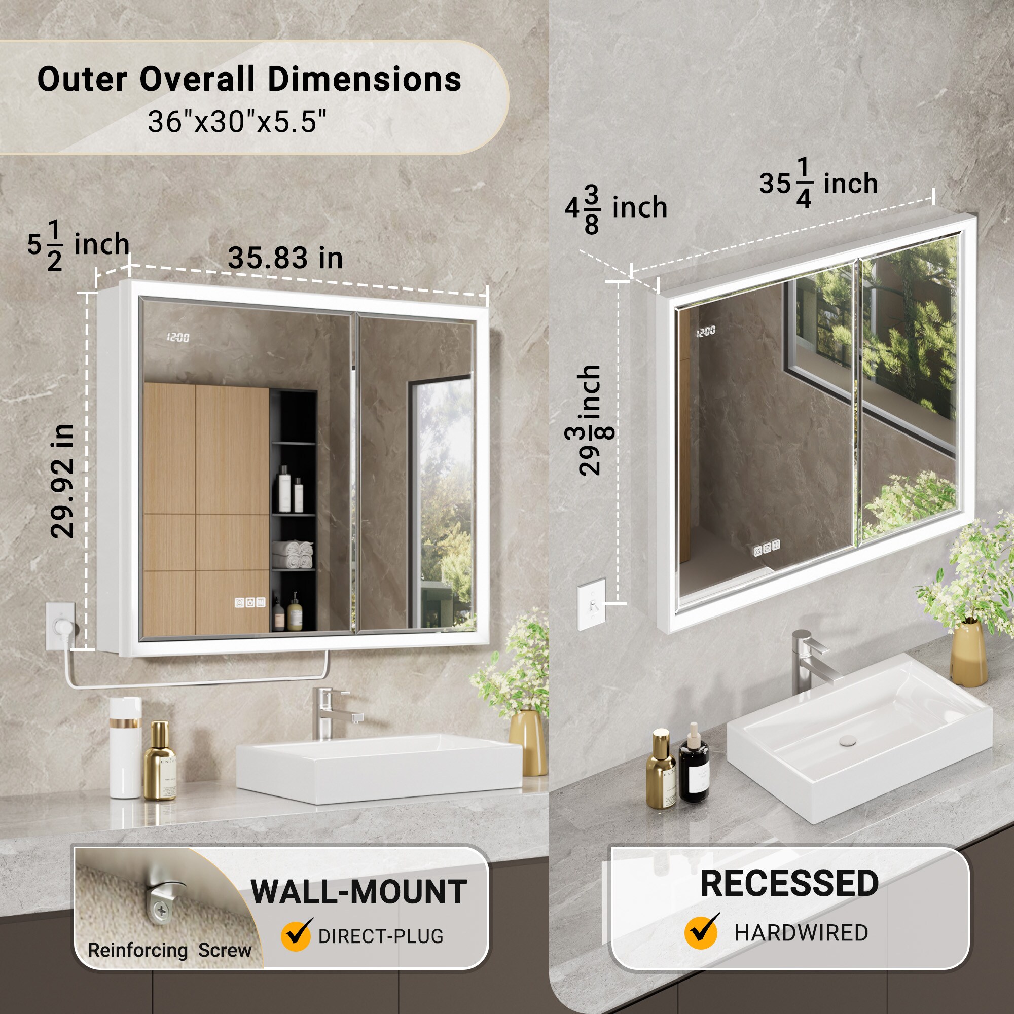 QueenFun BLMB3630 Bathroom-Medicine-Cabinets - View #5