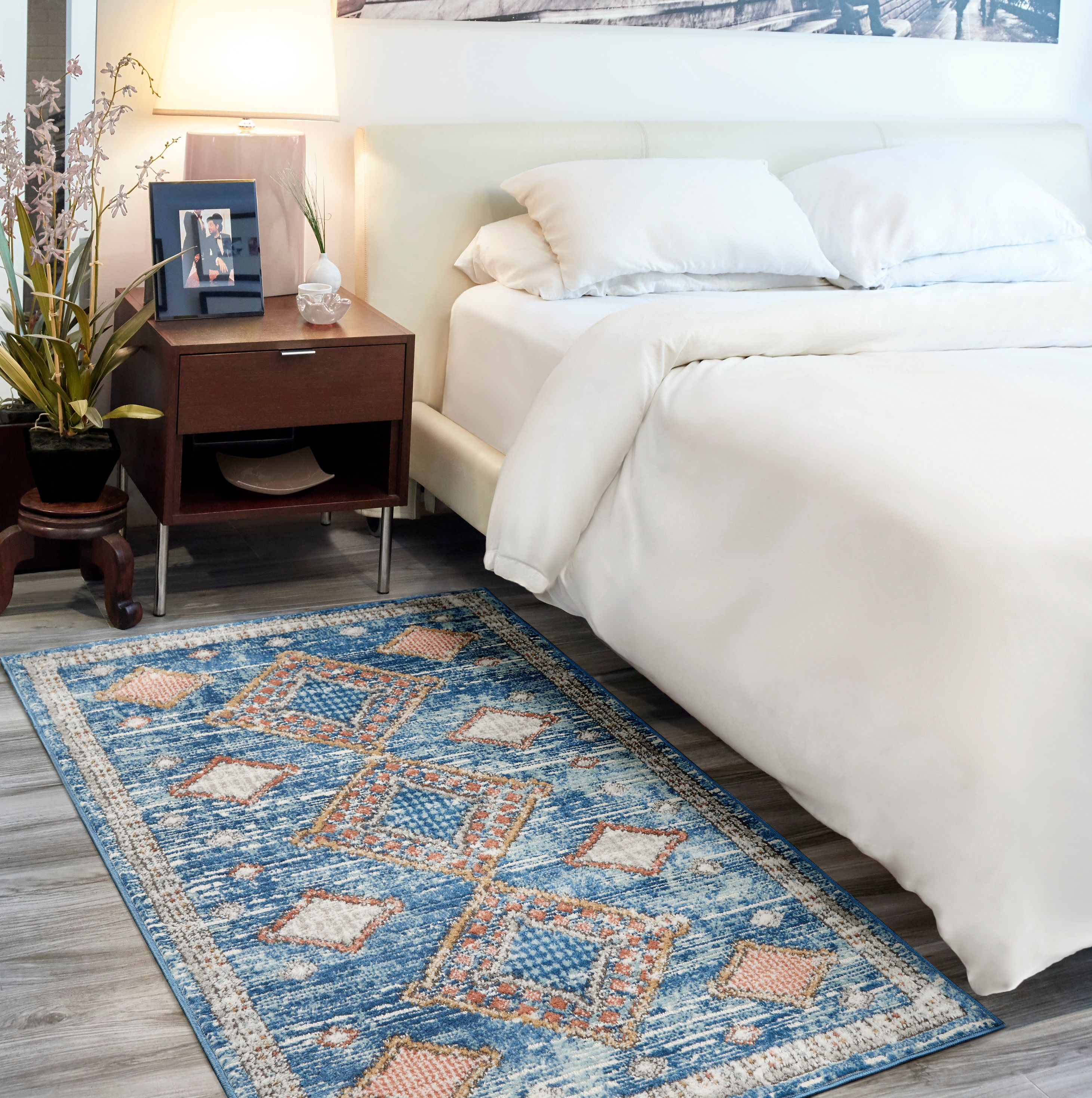 Nourison 099446825636 Concerto 3 x 5 (ft) Loomed Polypropylene Blue Rectangular Indoor Border Area rug