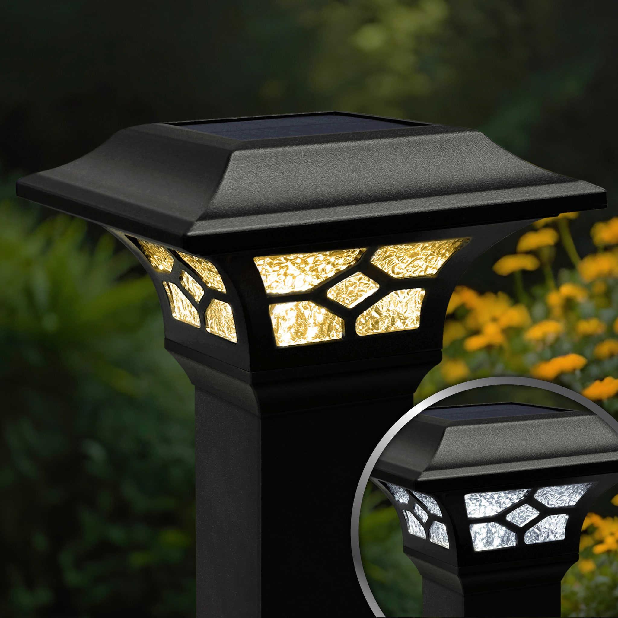 Classy Caps 3-in x 3-in 20-Lumen 1-Watt White Solar LED Outdoor Post Cap Light (4500 K)