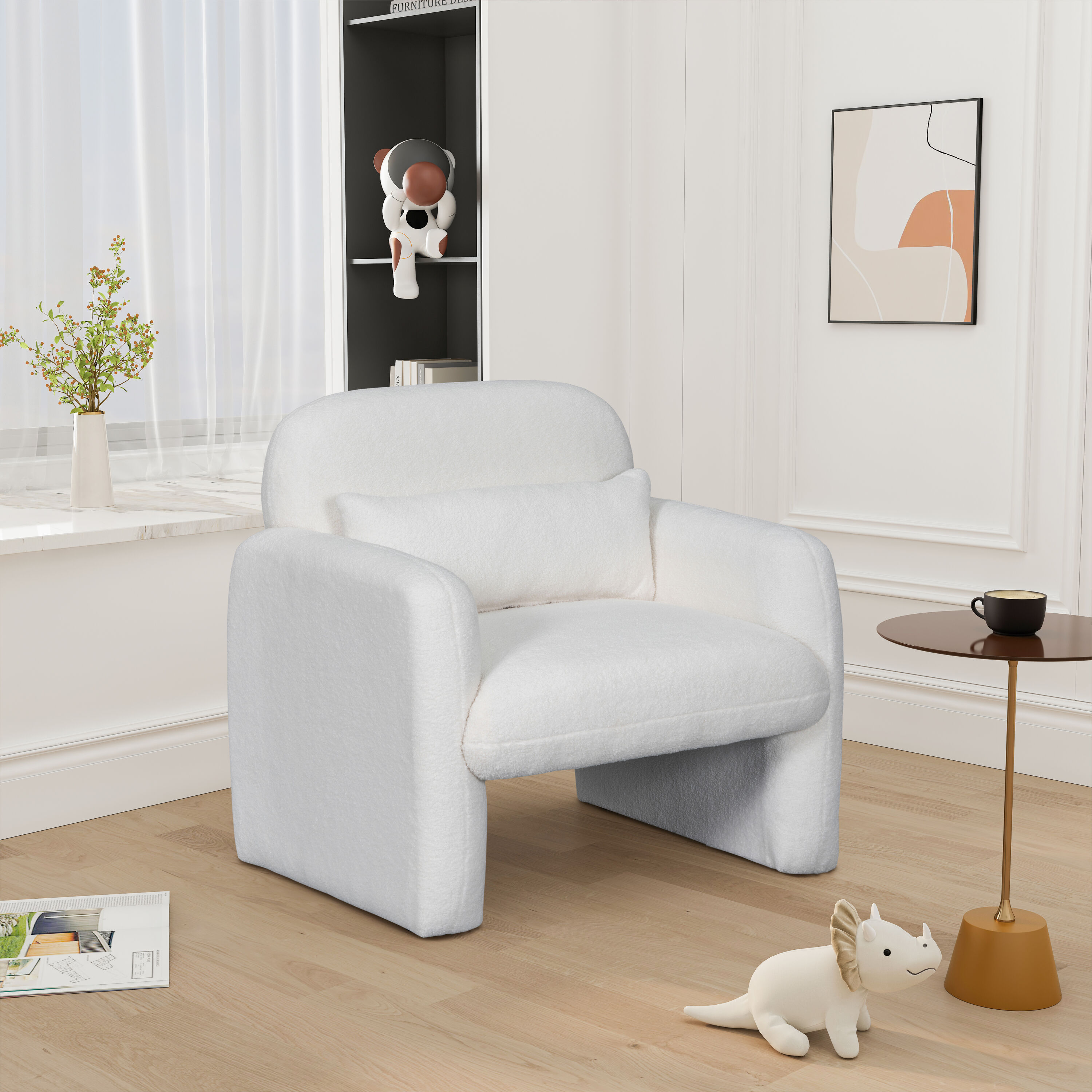 Runesay AJ32 Modern Beige Velvet Accent Chair