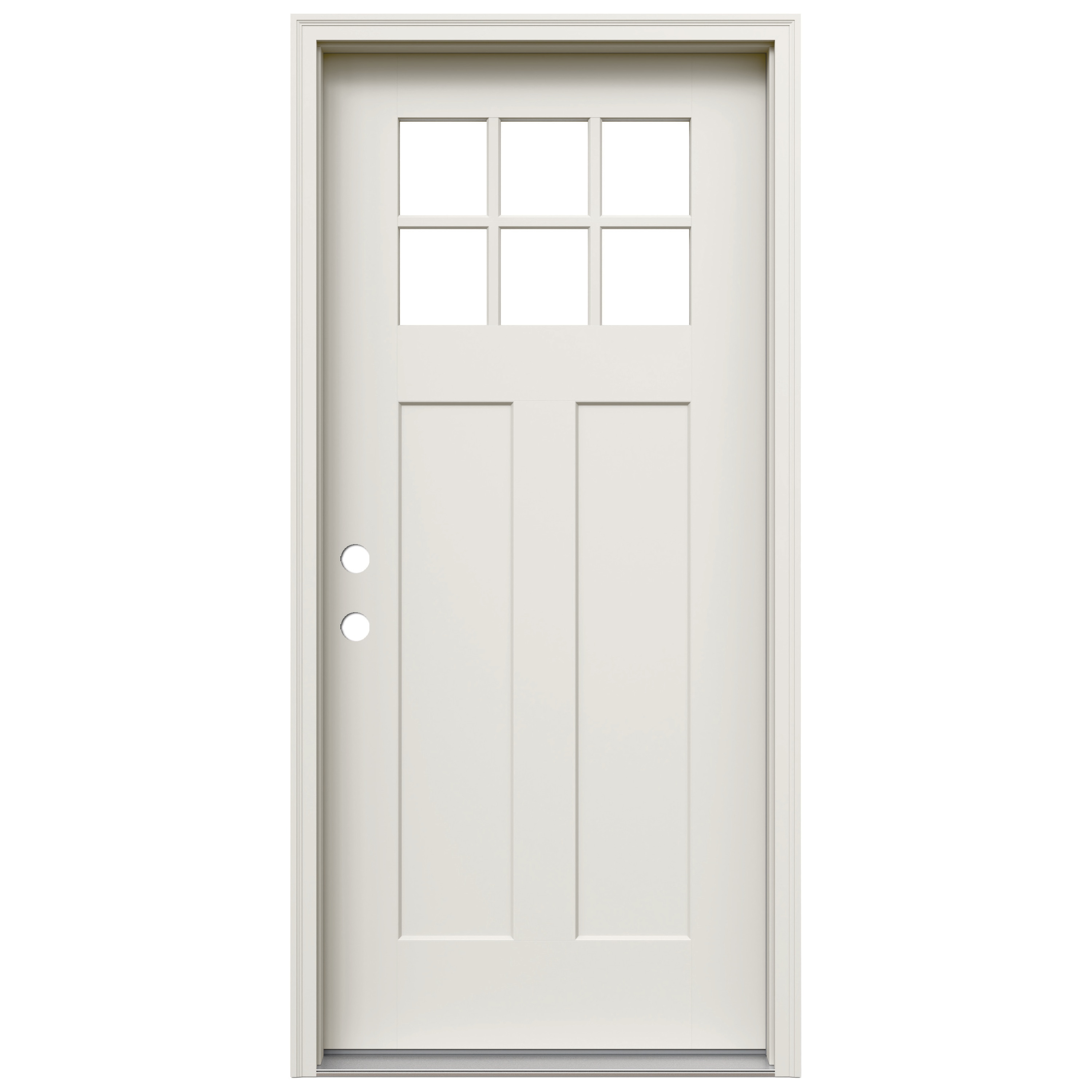 JELD-WEN Craftsman Fiberglass Right-hand and Left-hand Inswing Primed Prehung Residential Insulating Core Front Door