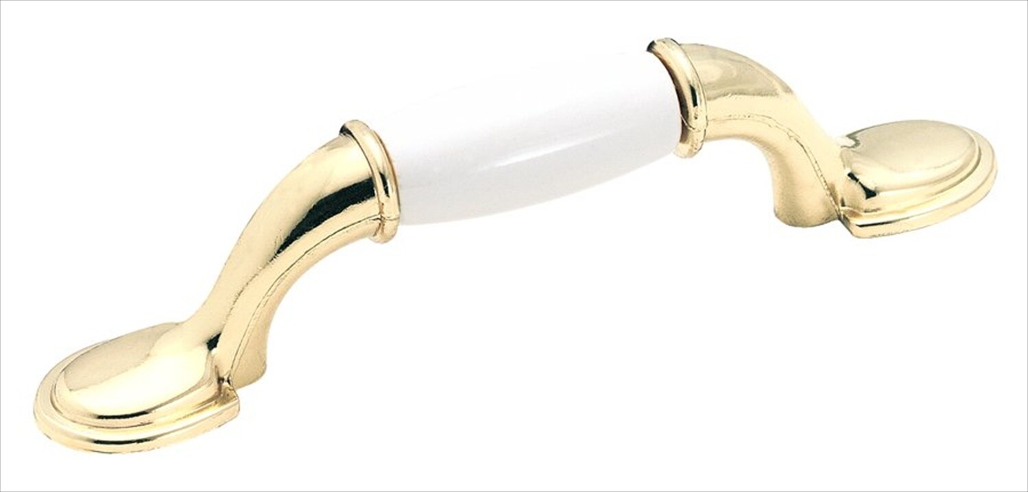 Amerock BP76242-03 Polished Brass 3"cc Handle Pull with Wood Center Allison 