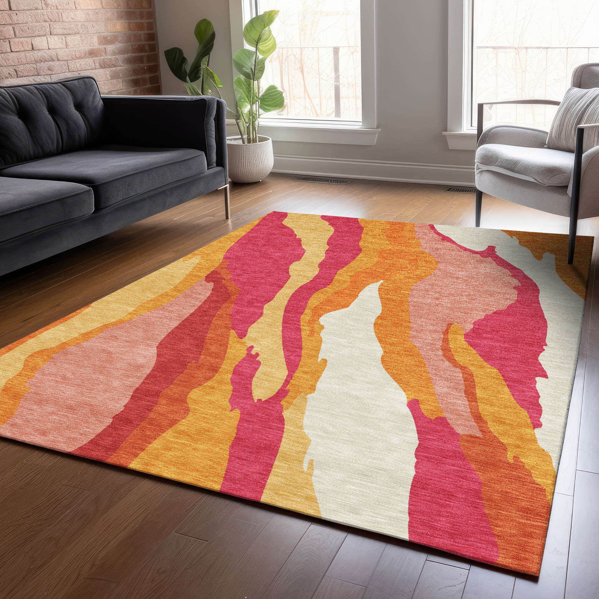 Addison Rugs ACN1047BL5X8 Chantille ACN1047BL 5 x 7 (ft) Polyester Blush Rectangular Indoor/Outdoor Geometric Machine washable Area rug