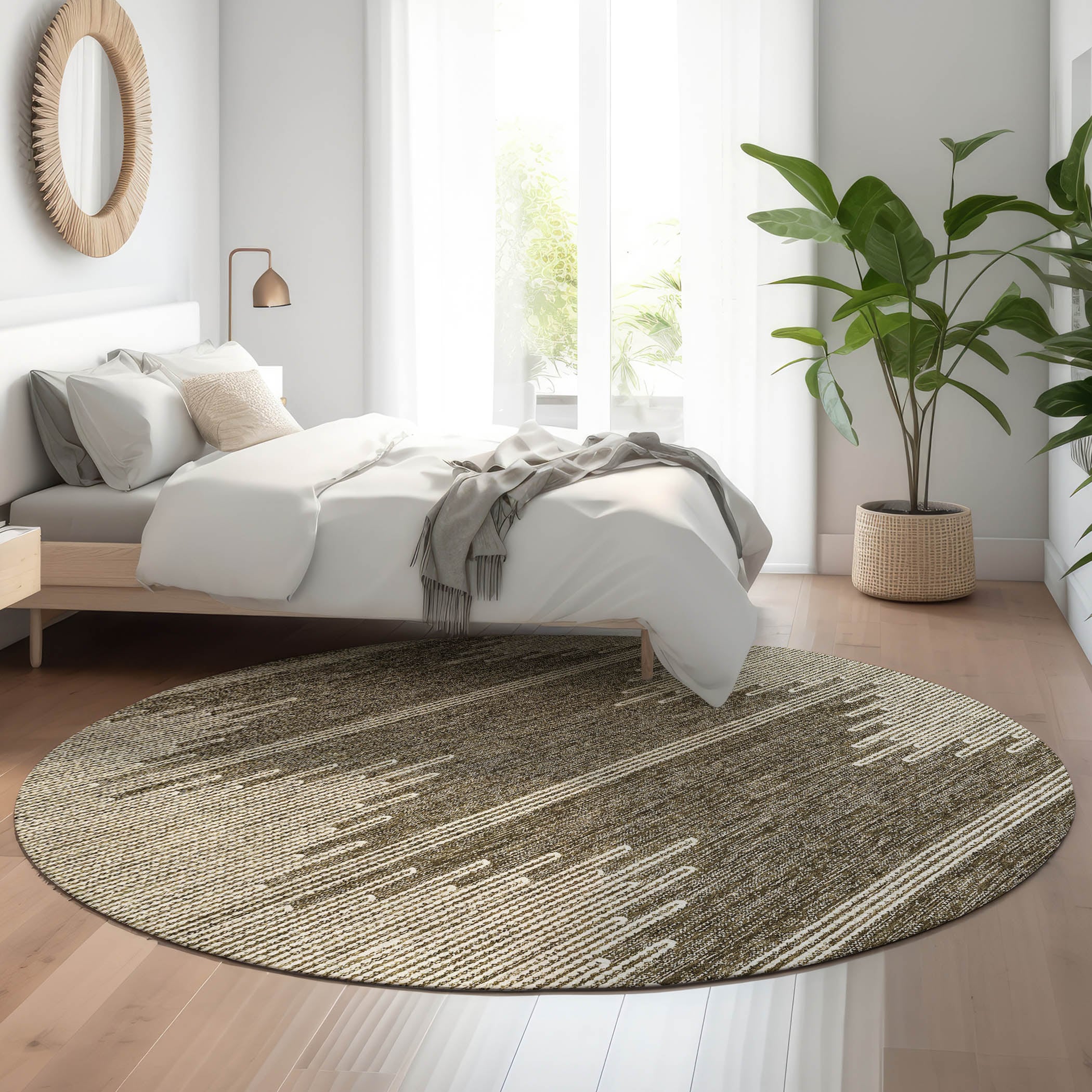 Addison Rugs AMF647CF8RO Mayfield AMF647CF 8 x 8 (ft) Loomed Polyester Coffee Round Indoor Geometric Machine washable Area rug