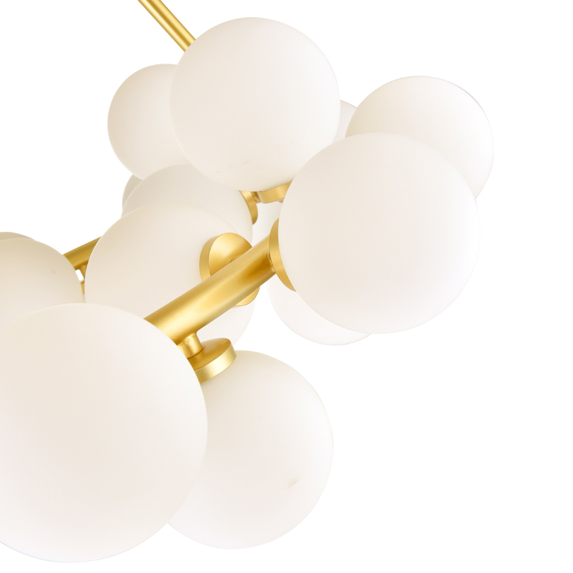 Celestial Frosted Glass 25-Light Chandelier in Satin Gold and White