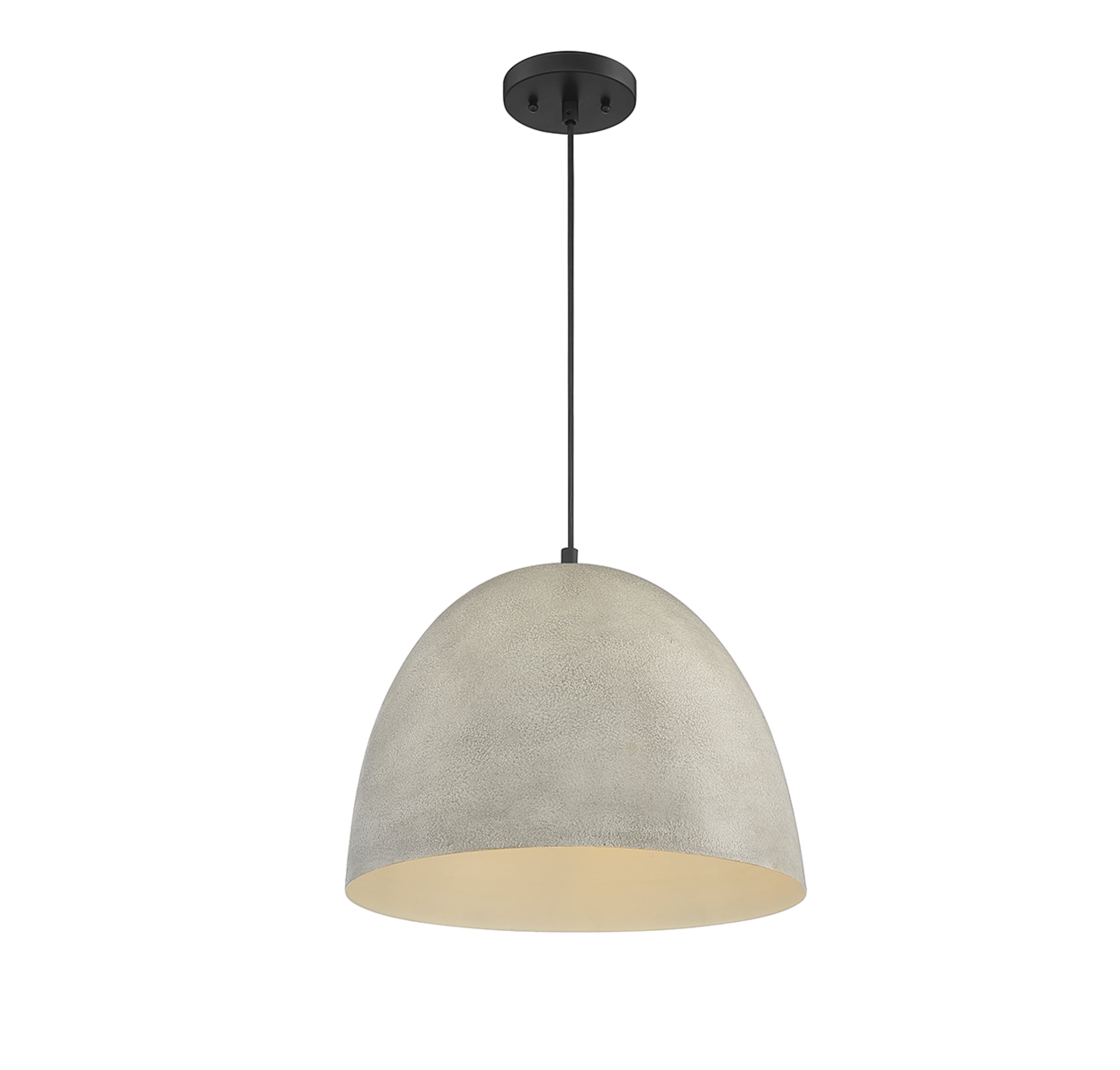 Meridian Rough Stone Bowl Pendant in Matte Black and Concrete