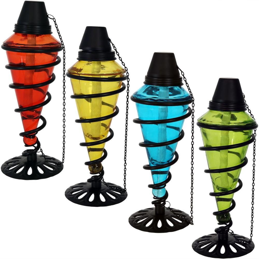 Sunnydaze Decor 4-Pack 11.5-in Multi-color Glass Citronella Tabletop ...