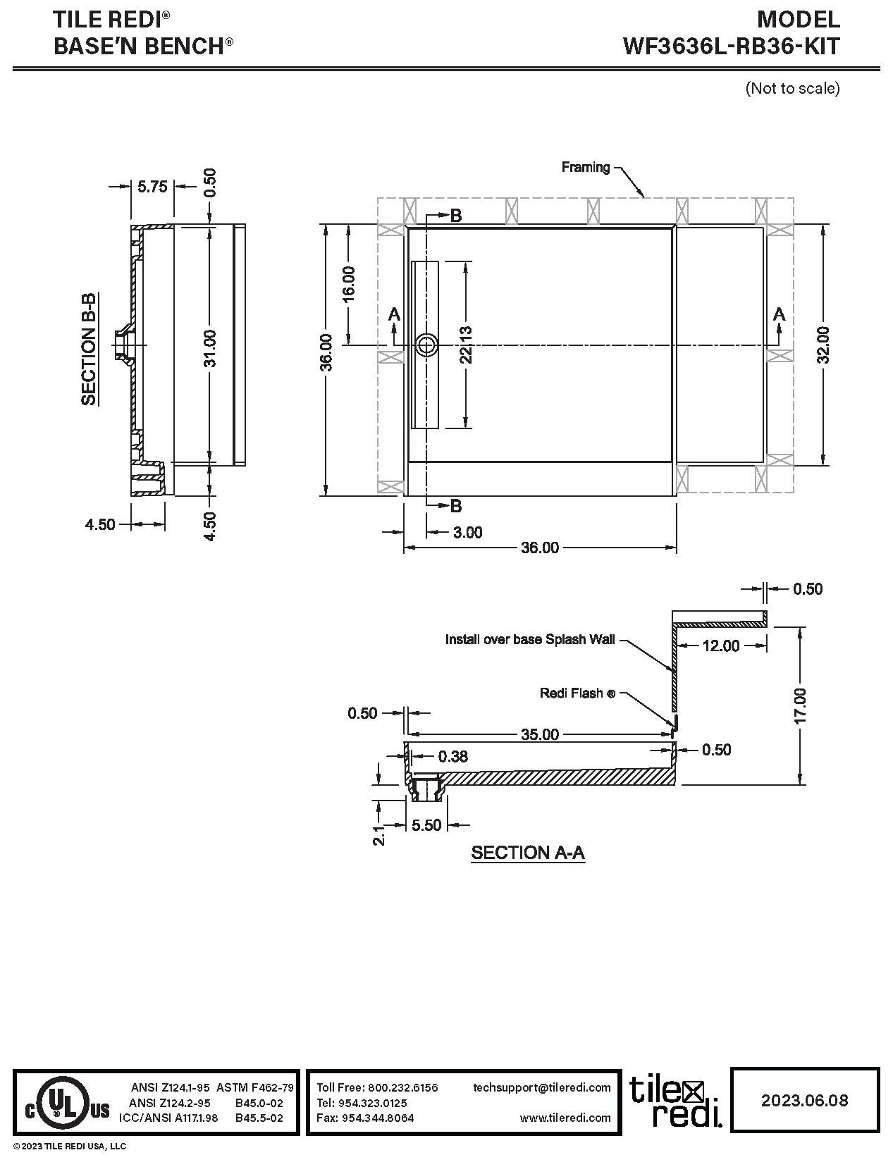 Tile Redi WF3636L-RB36-KIT Shower-Floors - View #9