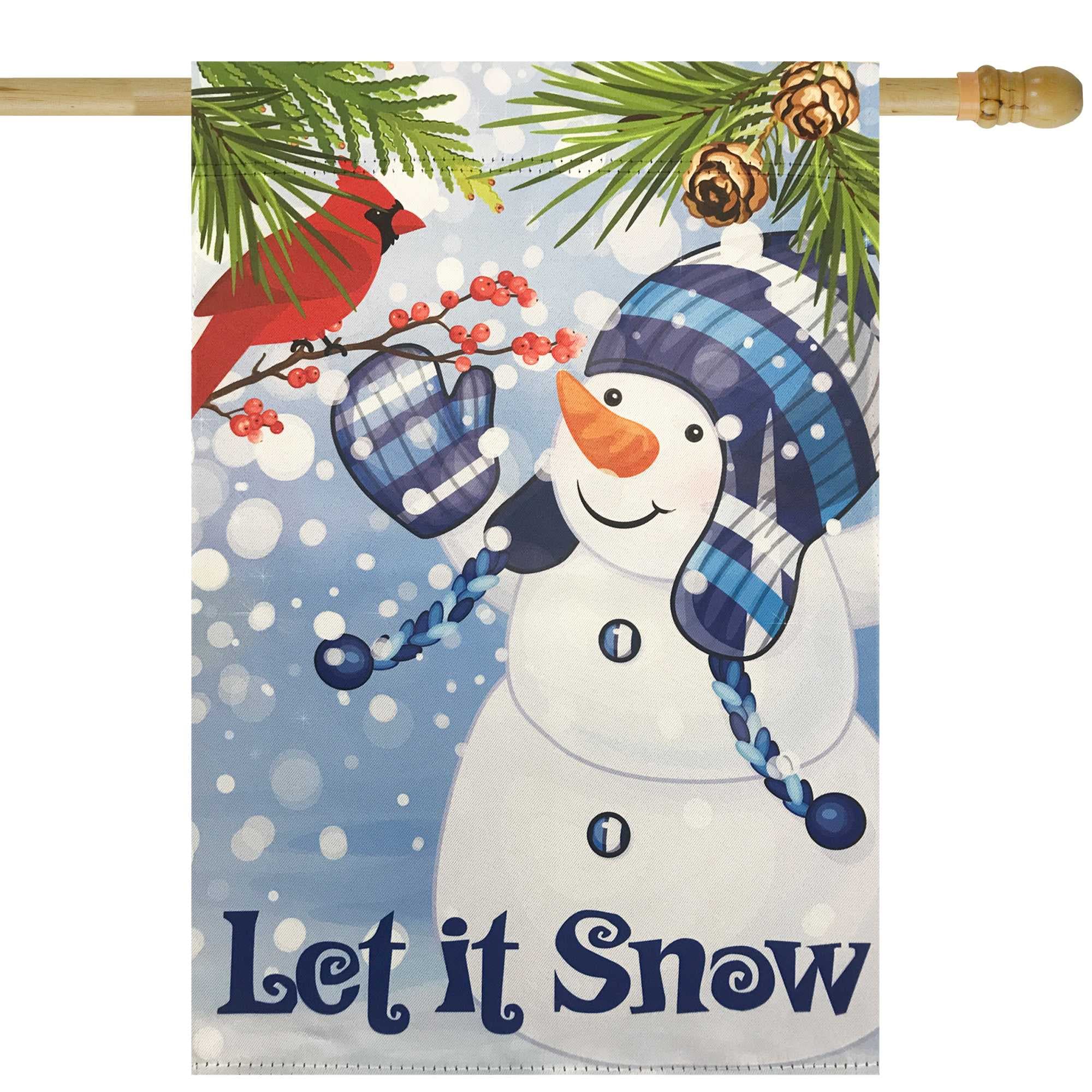Northlight Snowman and Cardinal Let it Snow Christmas Outdoor Flag - 40 ...