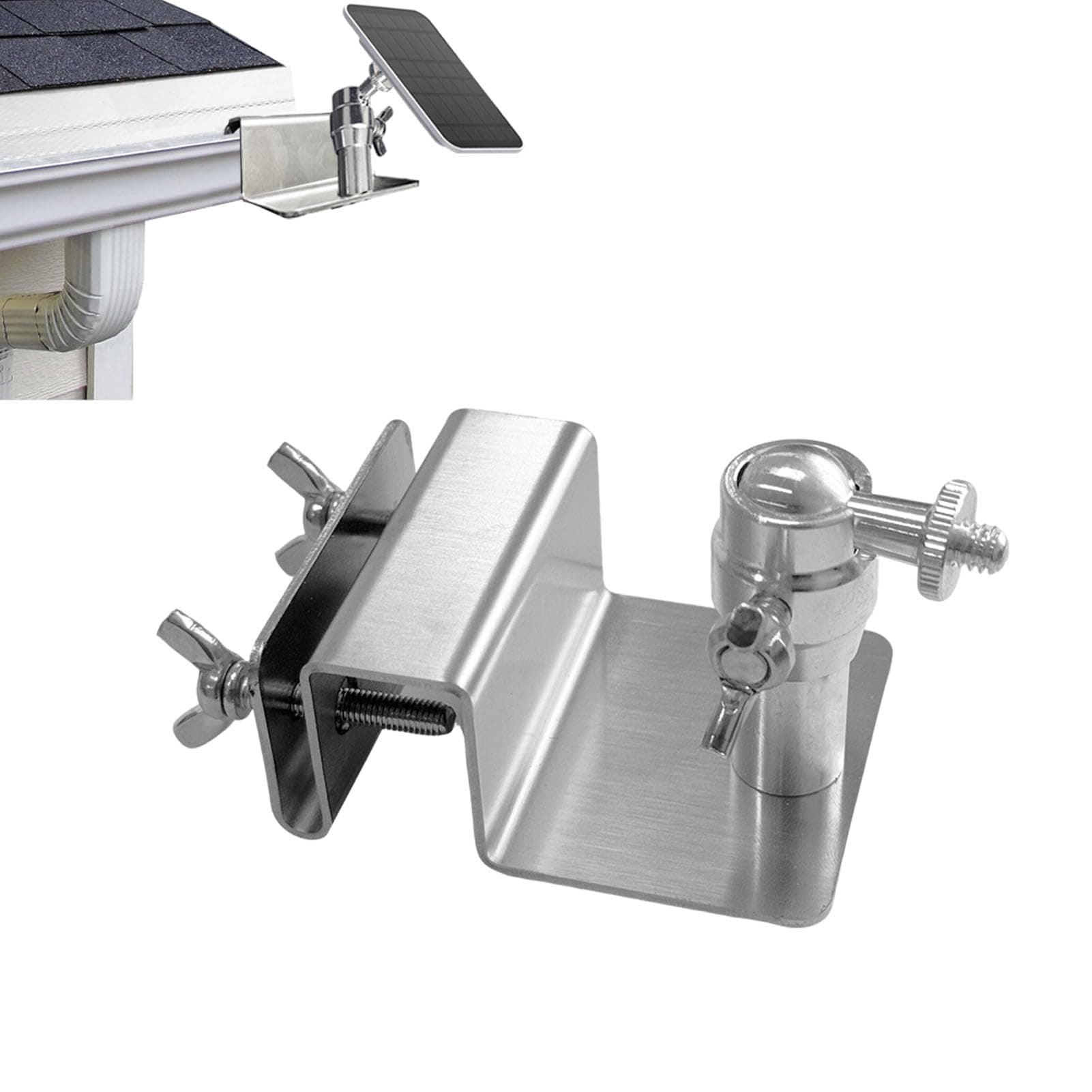 Afoxsos  Stainless Steel Gutter Mount Bracket for Solar Panel and Security Cameras Adjustable No Drill Installation Compatible with Eufy S220 and
