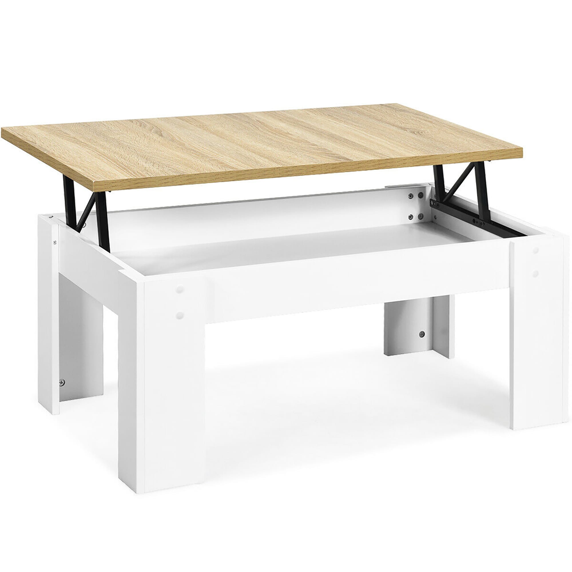 Costway HW64428WH White MDF Modern Coffee Table with Storage