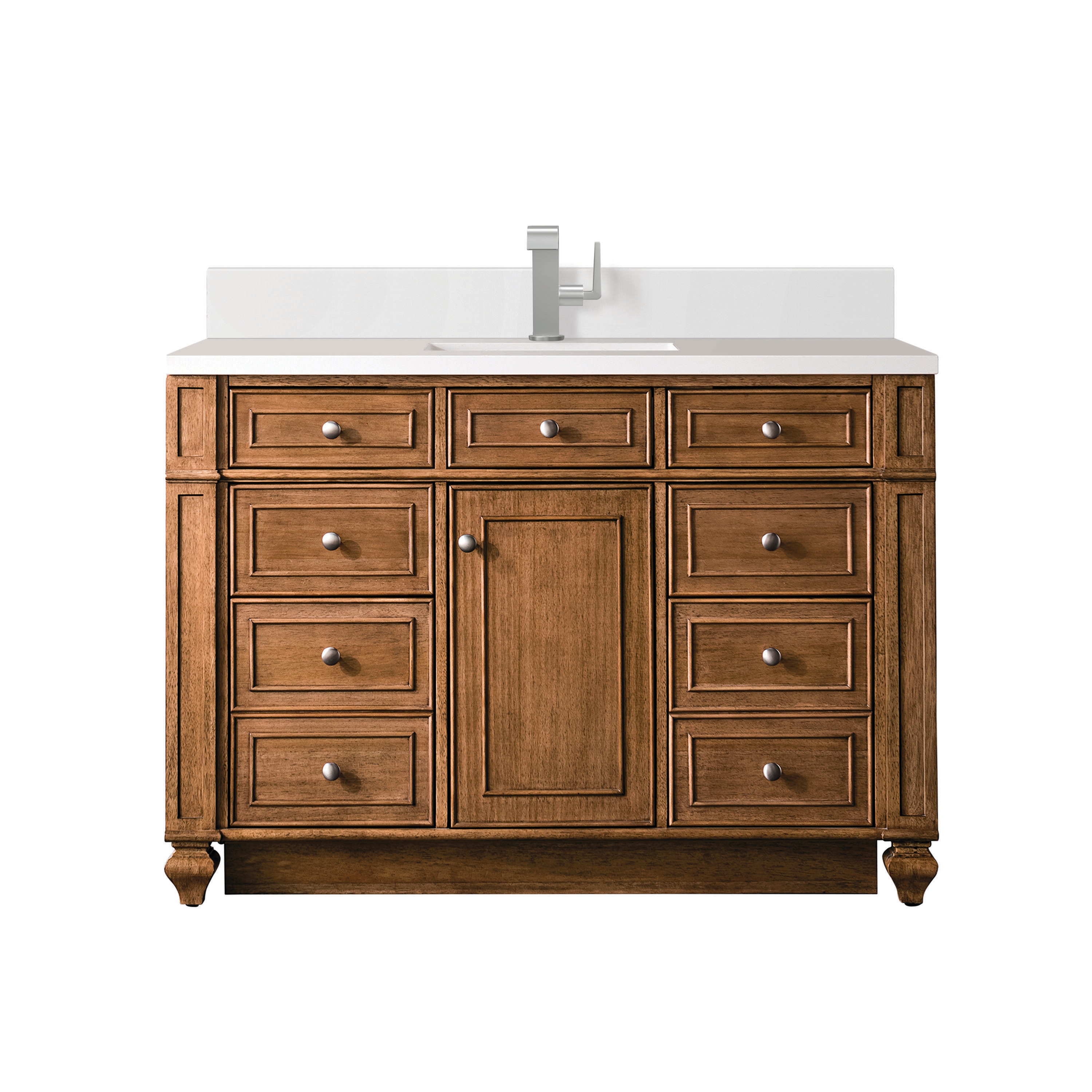 James Martin Vanities 157-V48-SBR-1WZ Bristol 48-in Saddle Brown Undermount Single Sink Bathroom Vanity with White Zeus Quartz Top