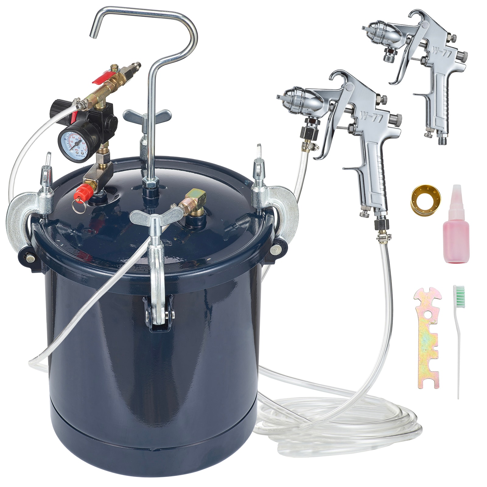 GIVIMO Spray Paint Pressure Pot Tank 10L 2.5-gal 60-PSI Air Paint Pressure Pot with 1.5-mm and 4-mm Two Spray Guns for Industry Home Decor Architecture Construction and Auto Painting #LW108GIVSS3193