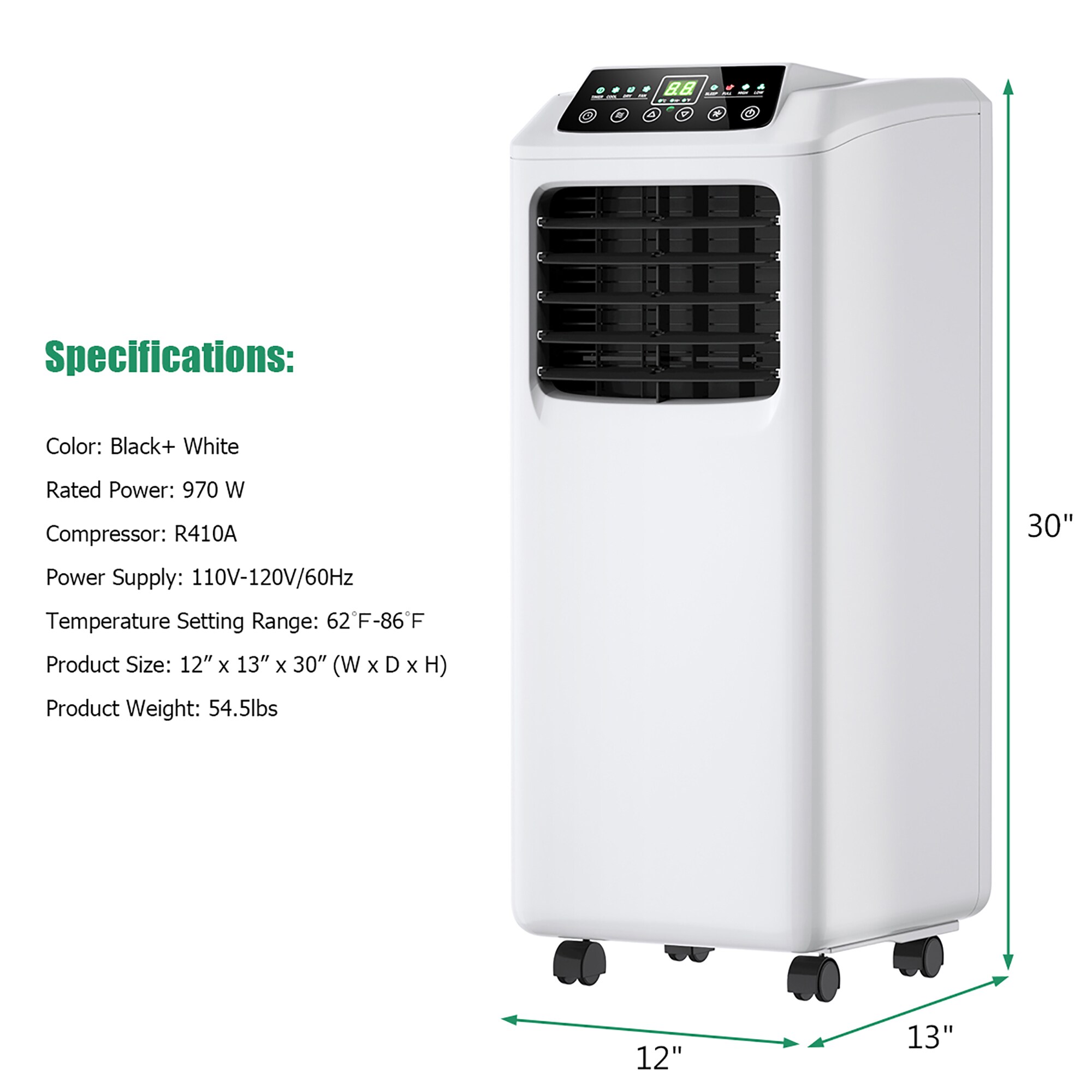 Costway 5500-BTU DOE (110-Volt) White Vented Portable Air Conditioner with Remote Cools 250-sq ft LWS00241 Sansujyuku sansujyuku.com