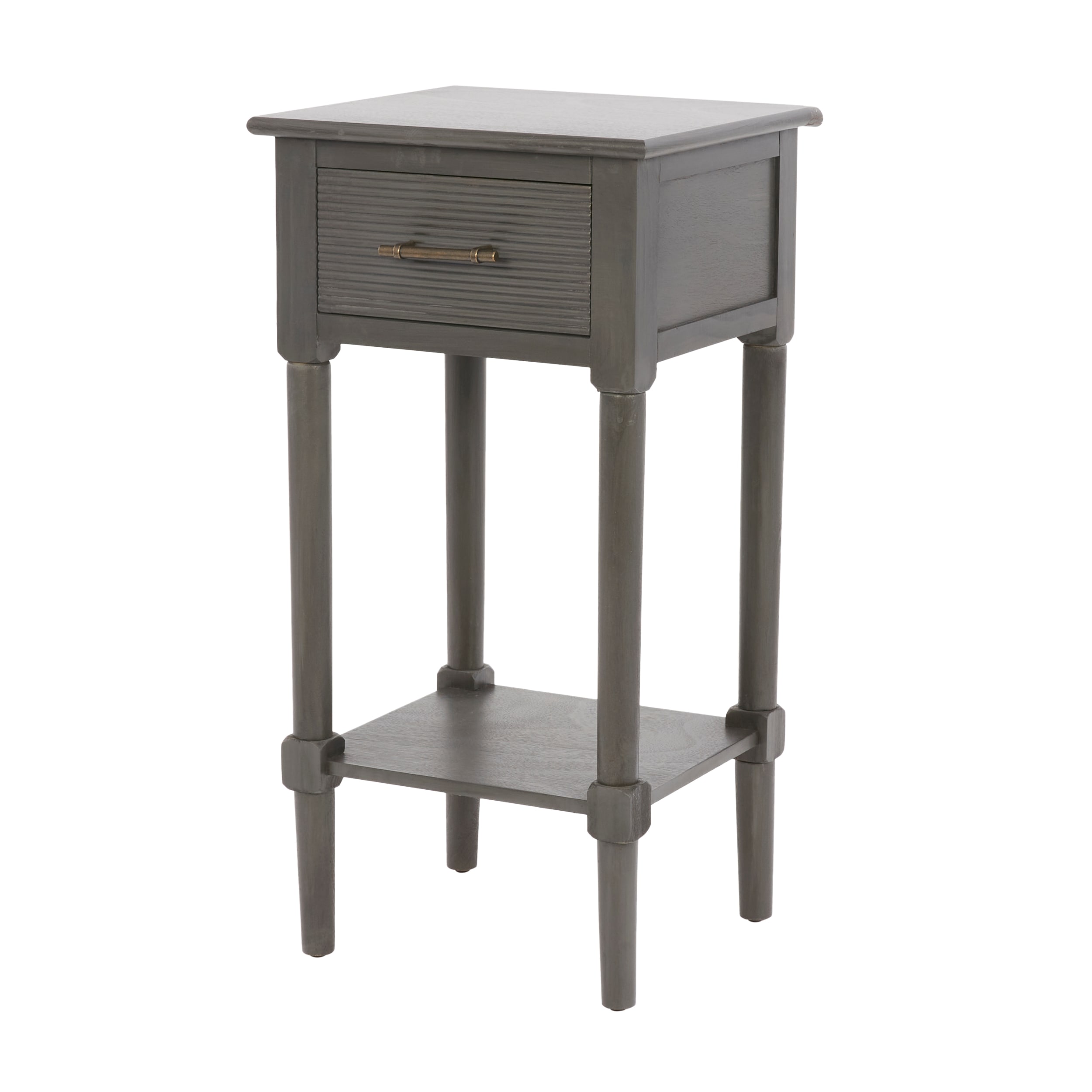 black end table with doors