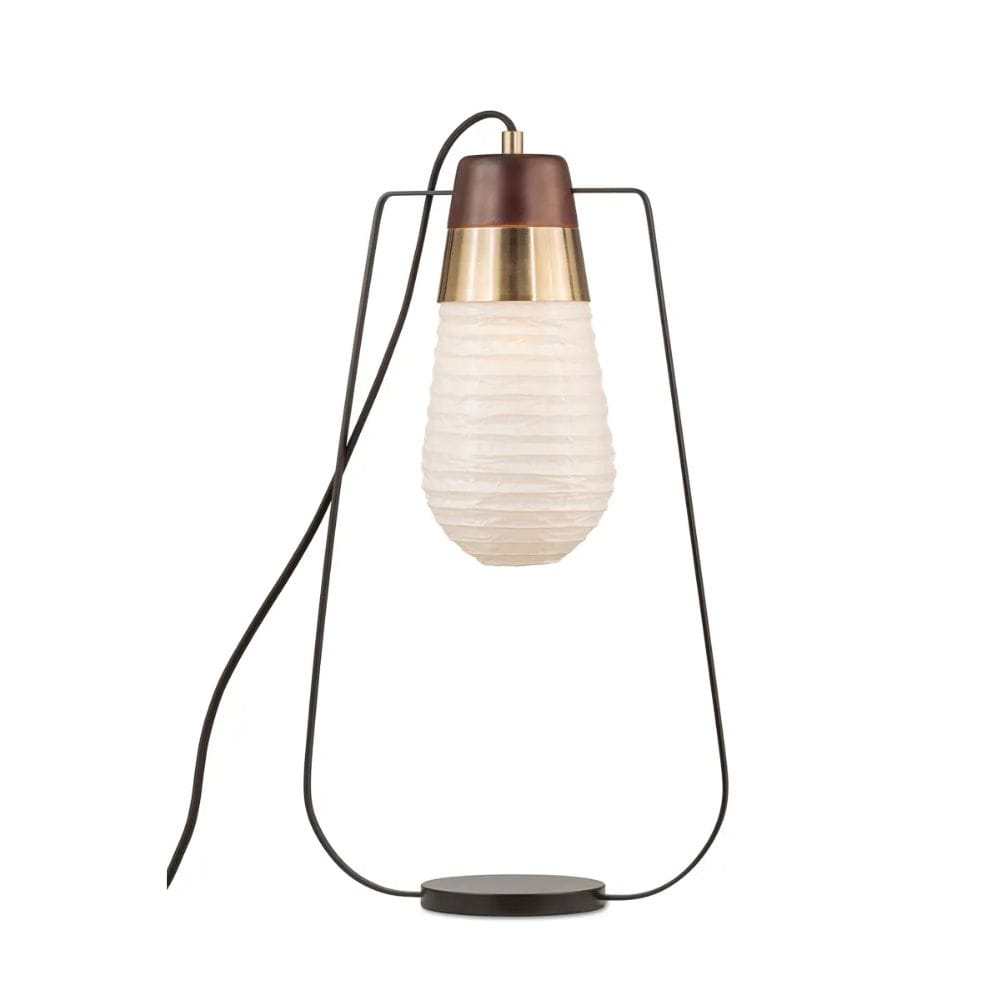 NOVA of California 1011500WB Sunset 21-in Matte Black, Weathered Brass Table Lamp with Paper Shade