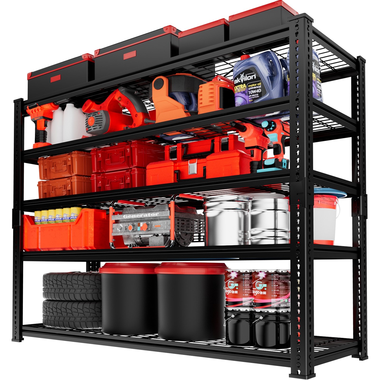 LOVMOR 48HDMS-PLR 5-Tier 48 in W x 72 in H x 18 in D Adjustable Heavy Duty Metal Shelving Unit