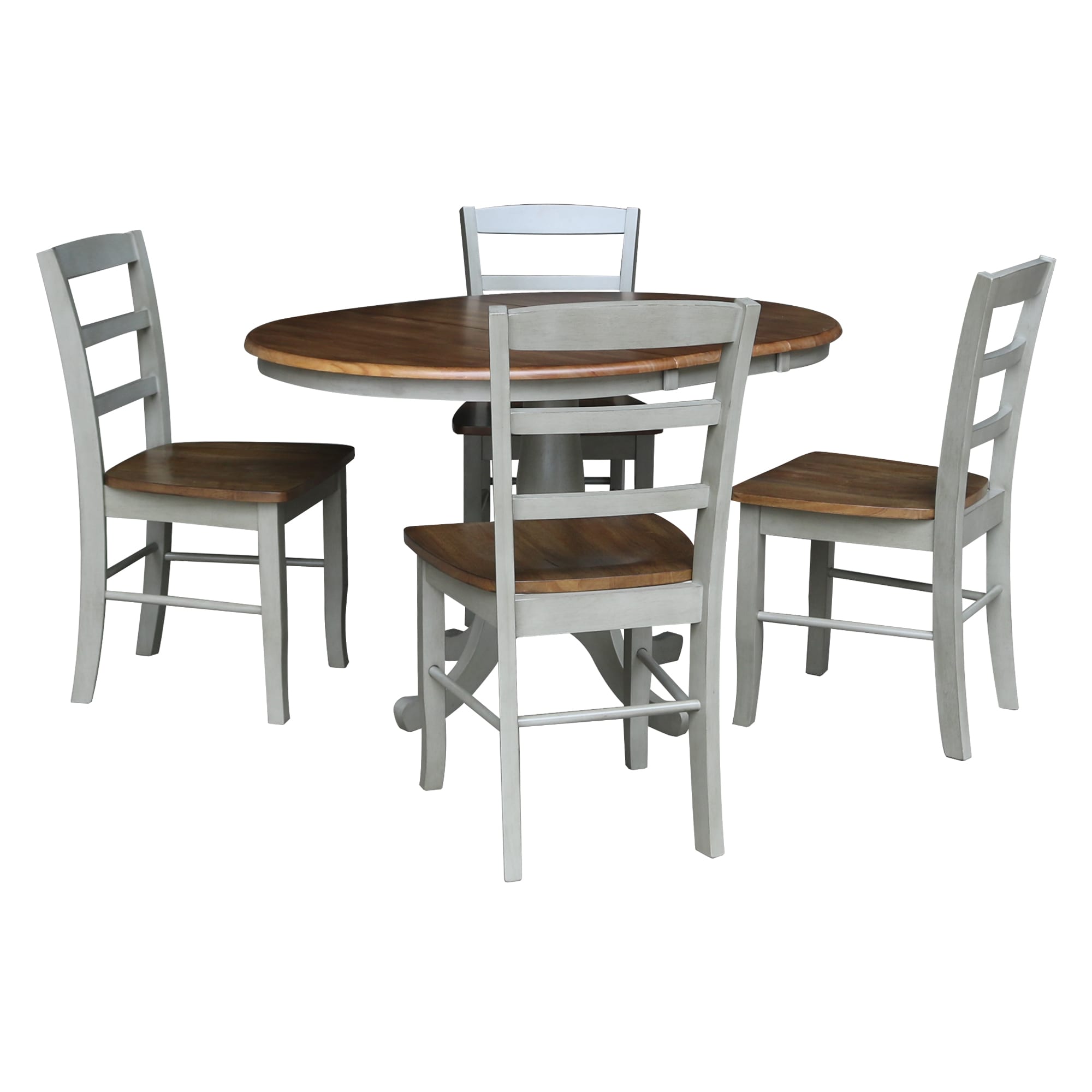 International Concepts K41-36RXT-C2-4 Distressed hickory/stone Traditional Dining Room Set with Round Table ( Seats 4 )