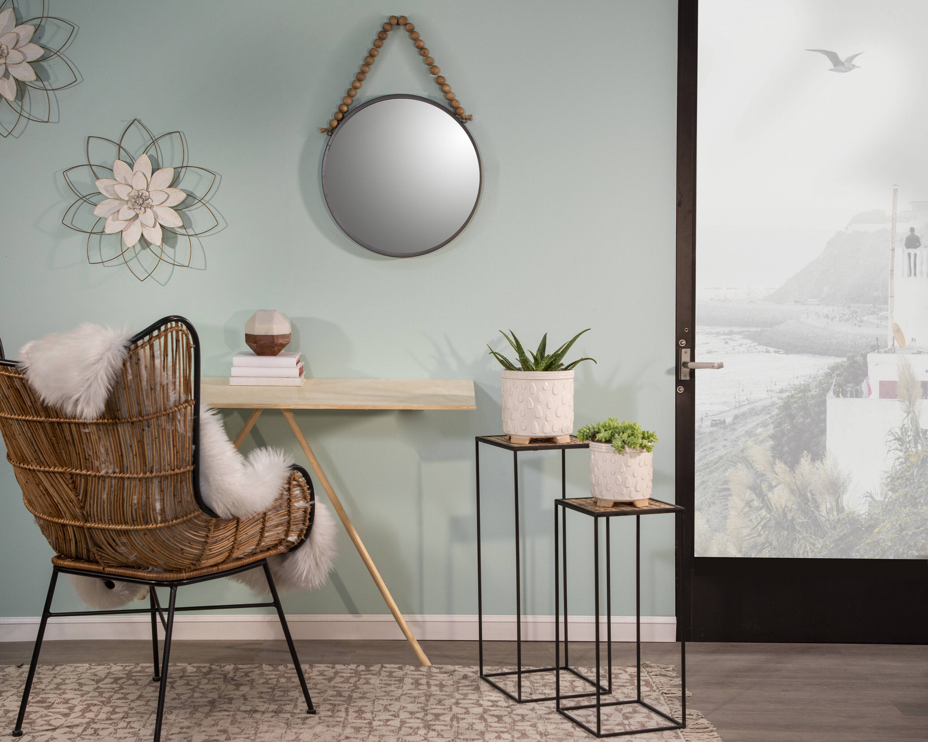 Sagebrook Home 15356 20-Inches W x 20.0-Inches H Round Black Framed Wall Mirror