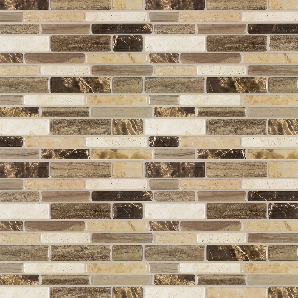 Peel&Stick Mosaics Verona Beige 10-in x 10-in Glossy Composite Linear ...