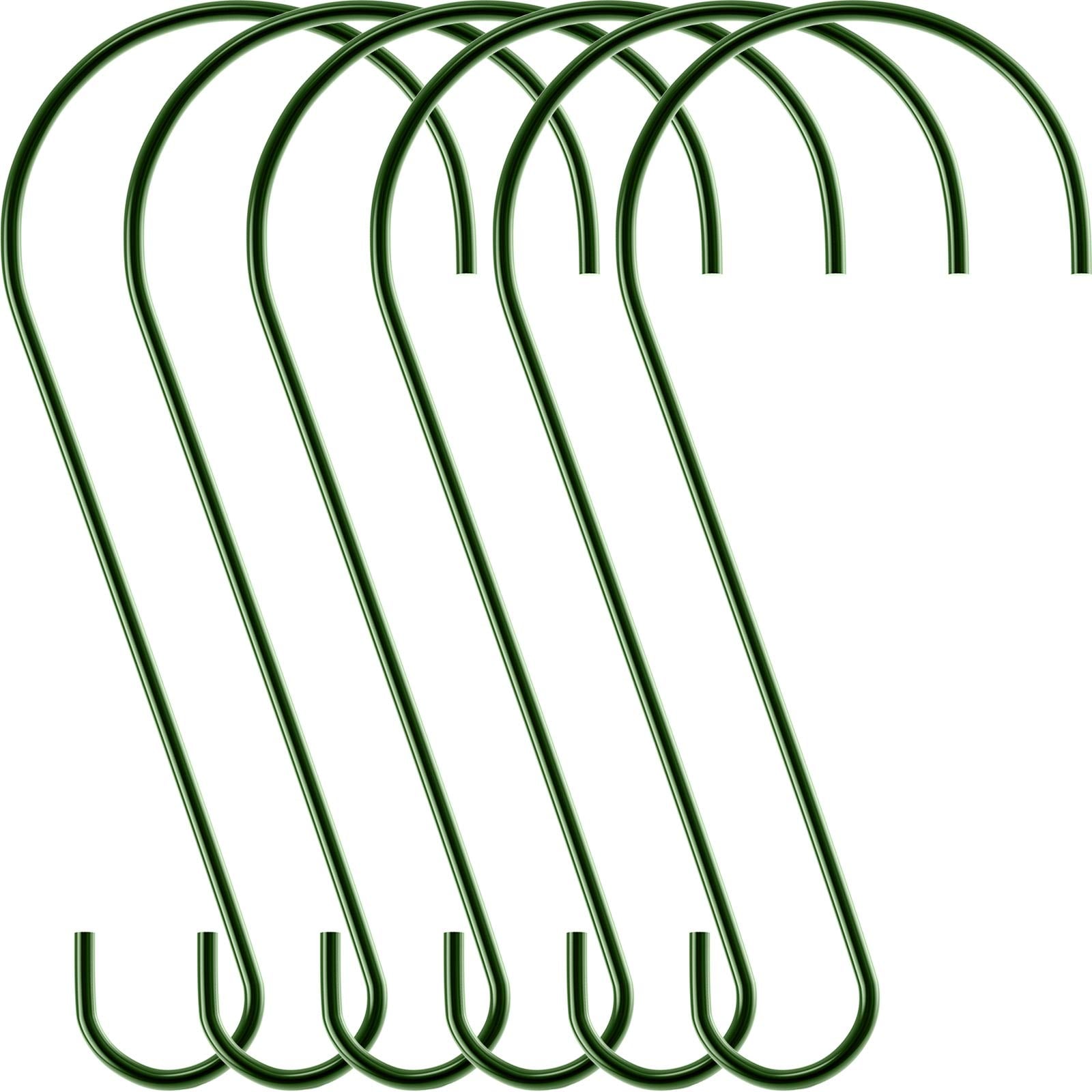 Phewnyzo -  6 pcs Green S Hooks 12 Inch Heavy Duty Stainless Steel Rustproof Hooks for Bird Feede...