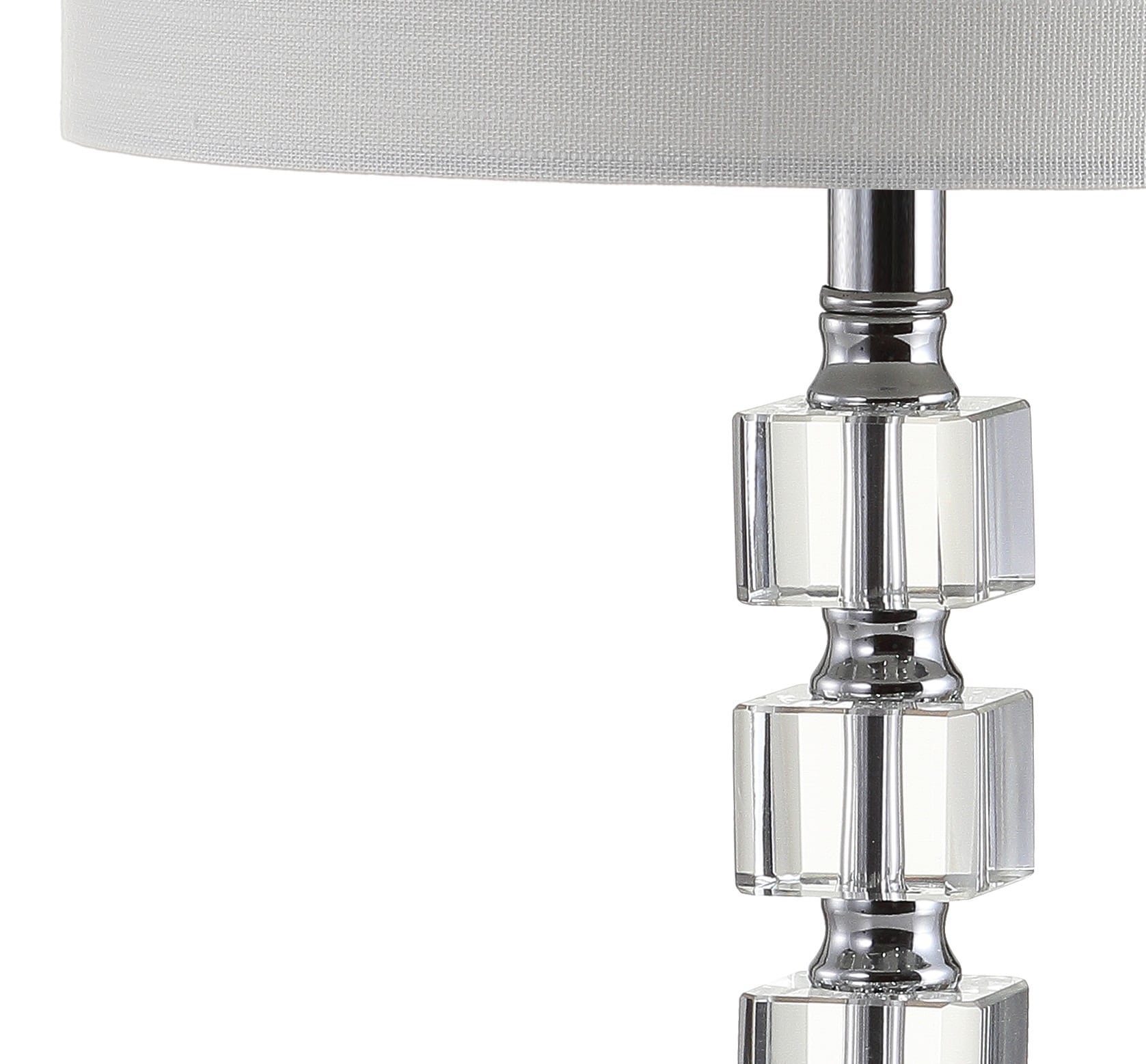 Contemporary Crystal Cube 22" White Linen Shade Table Lamp Set