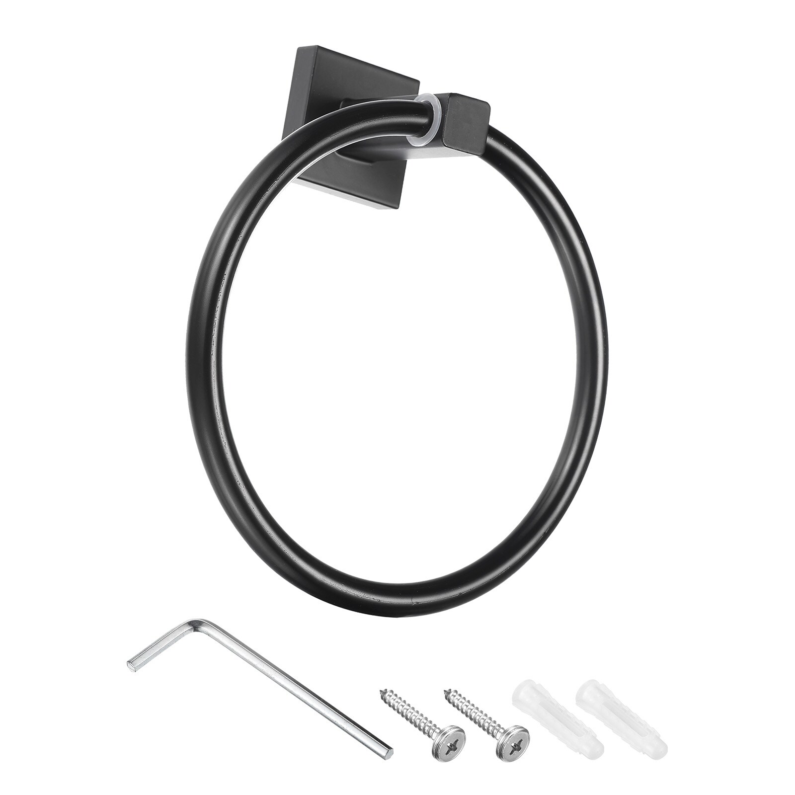 Unique Bargains - Stainless Steel Towel Ring Wall Mounted Round Towel Holder with Screws for Bath...