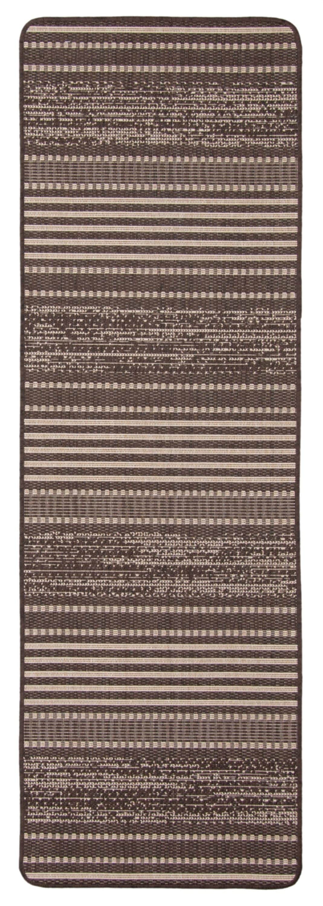 ECARPETGALLERY 353497 2 x 7 (ft) Polypropylene Chocolate Rectangular Indoor Stripe Area rug
