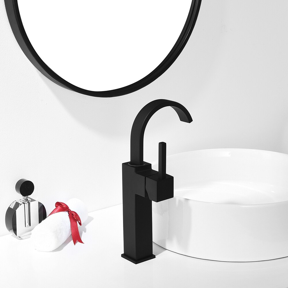 Phiestina Matte Black Single Hole 1-Handle Bathroom Sink Faucet with ...