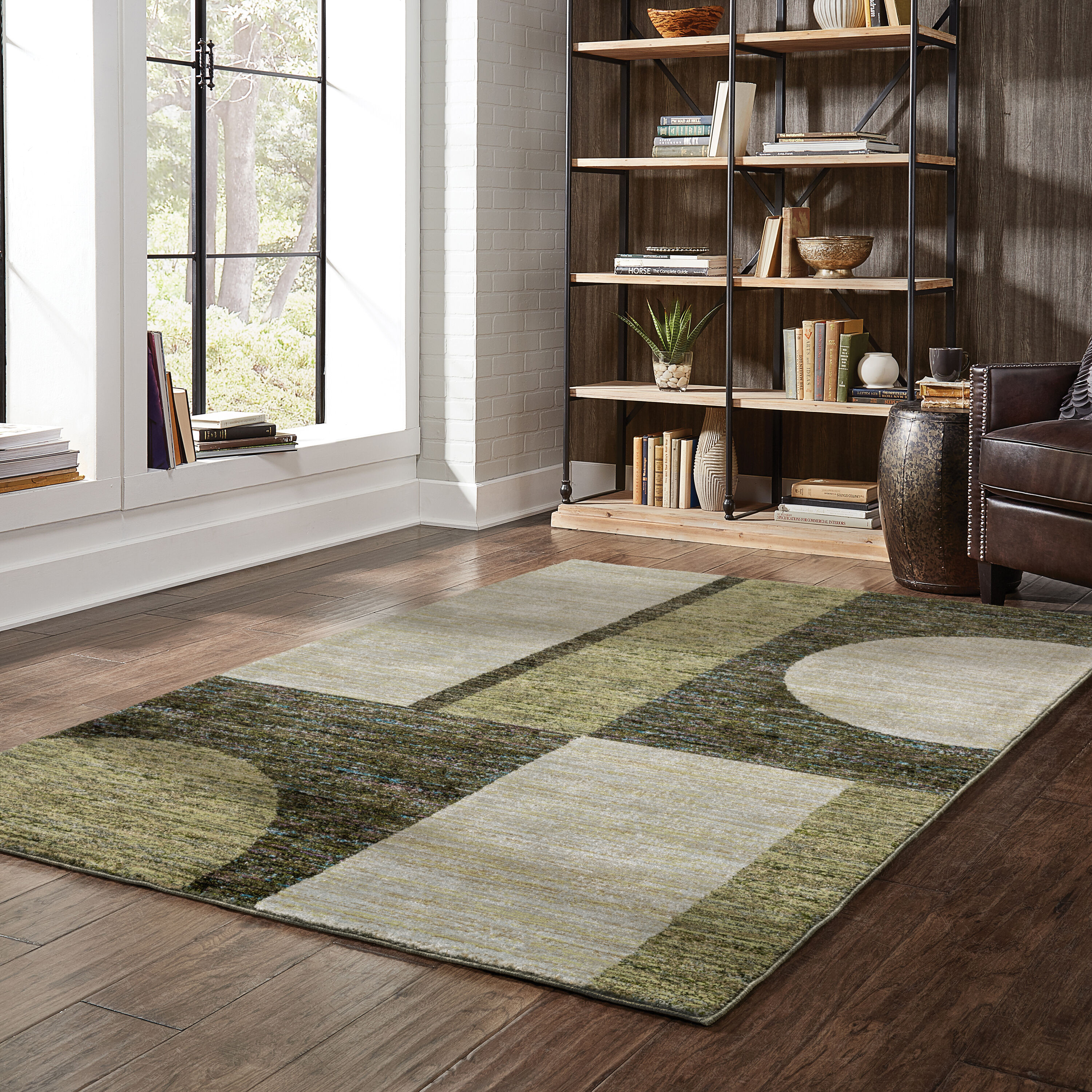Archer Lane STRSTRA055L Eckerts 5 x 7 (ft) Nylon Green Rectangular Indoor Geometric Area rug