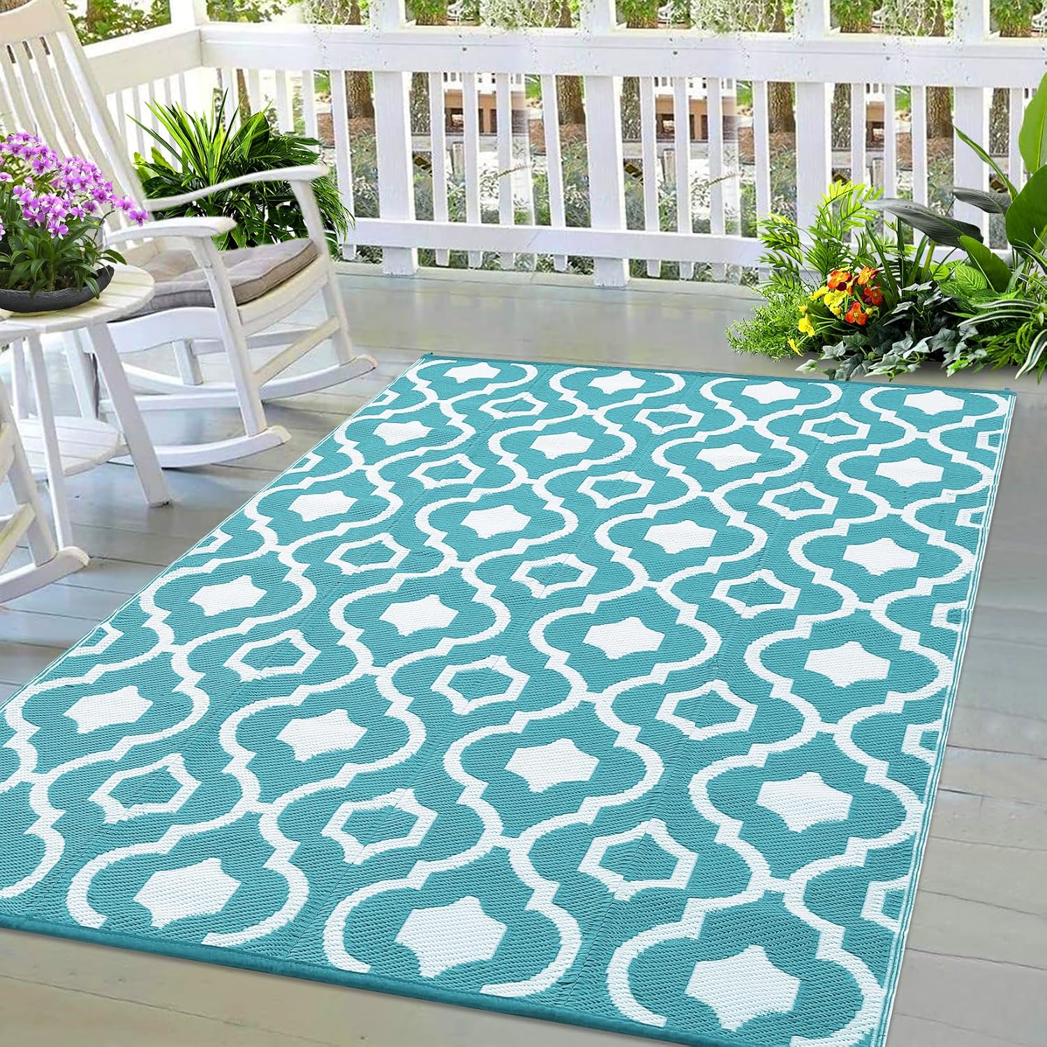Aoile 6x9 Reversible Outdoor Rug Plastic Straw Patio Carpet