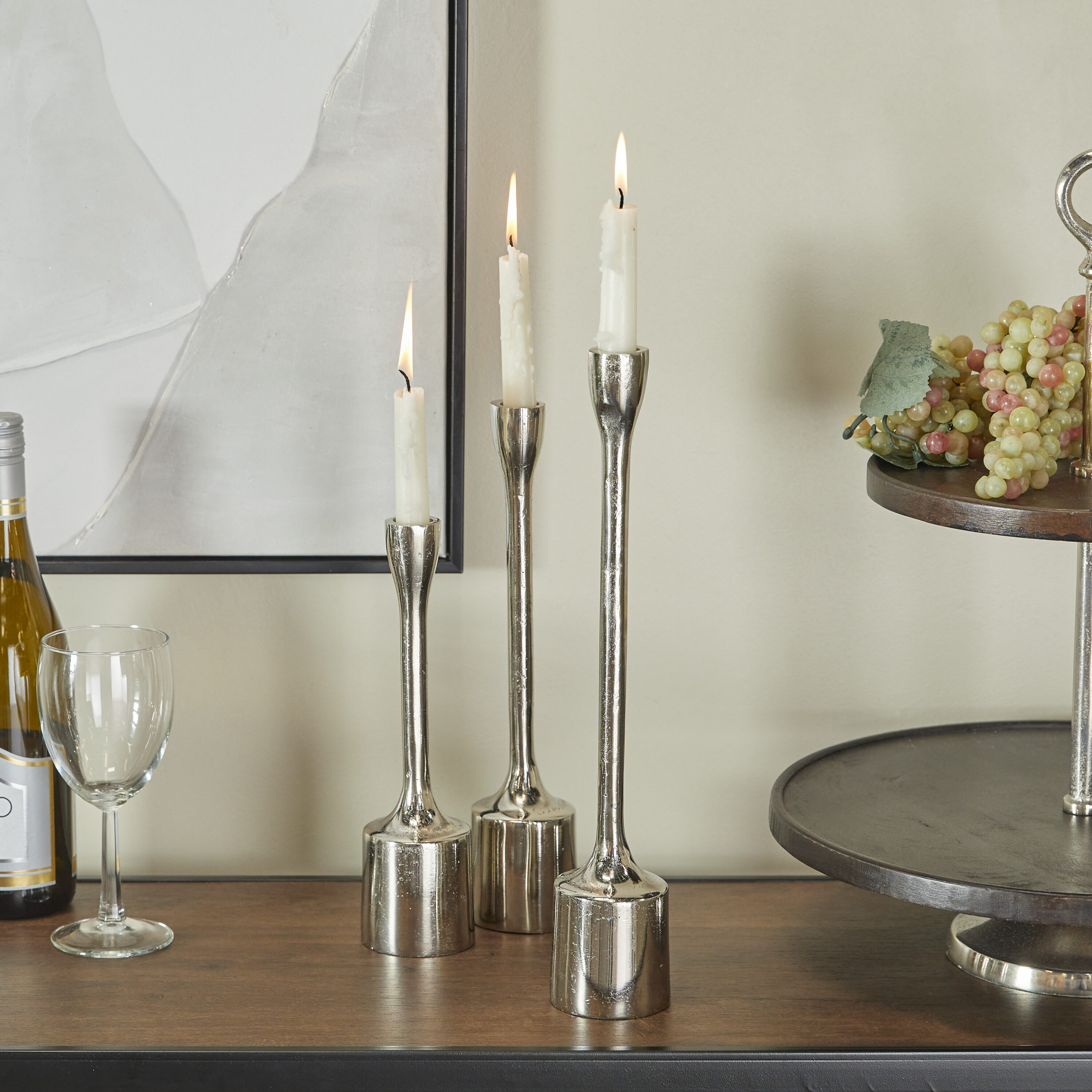 CosmoLiving by Cosmopolitan 80899 3 Candle Aluminum Pillar Candle Holder