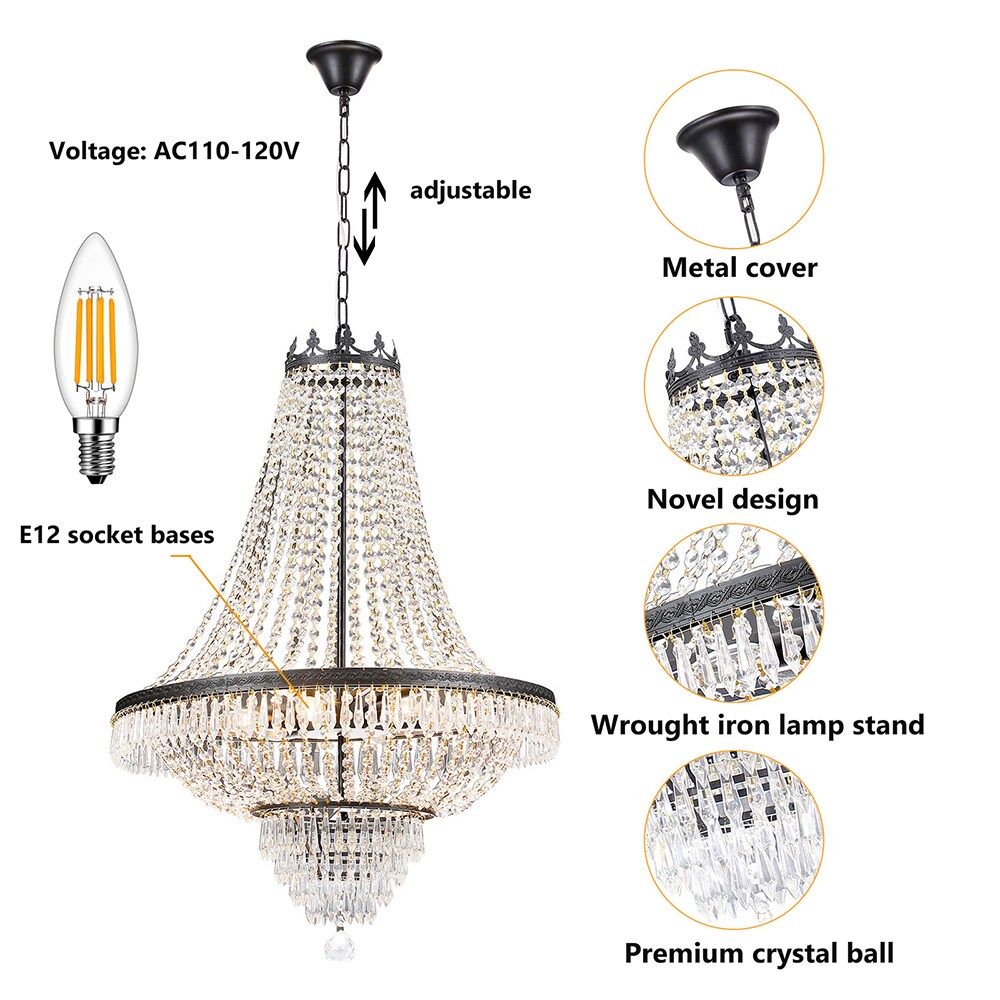 Adjustable Chain Chandeliers Contemporary Crystal Long Modern