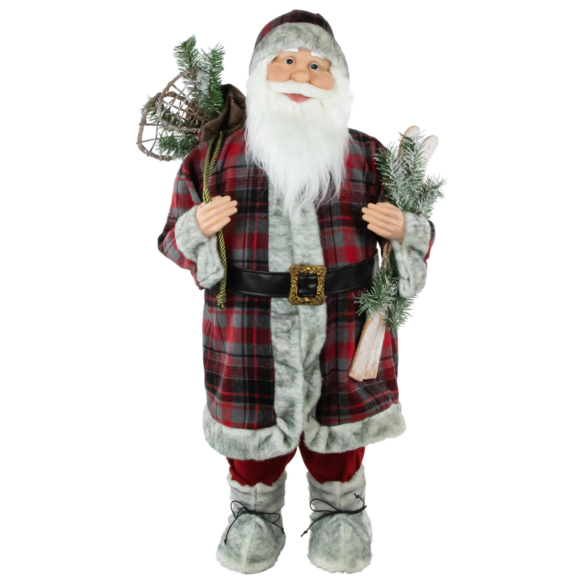 Northlight - Alpine Santa Claus with Snowshoes and Skis Christmas Figure - 36 inch