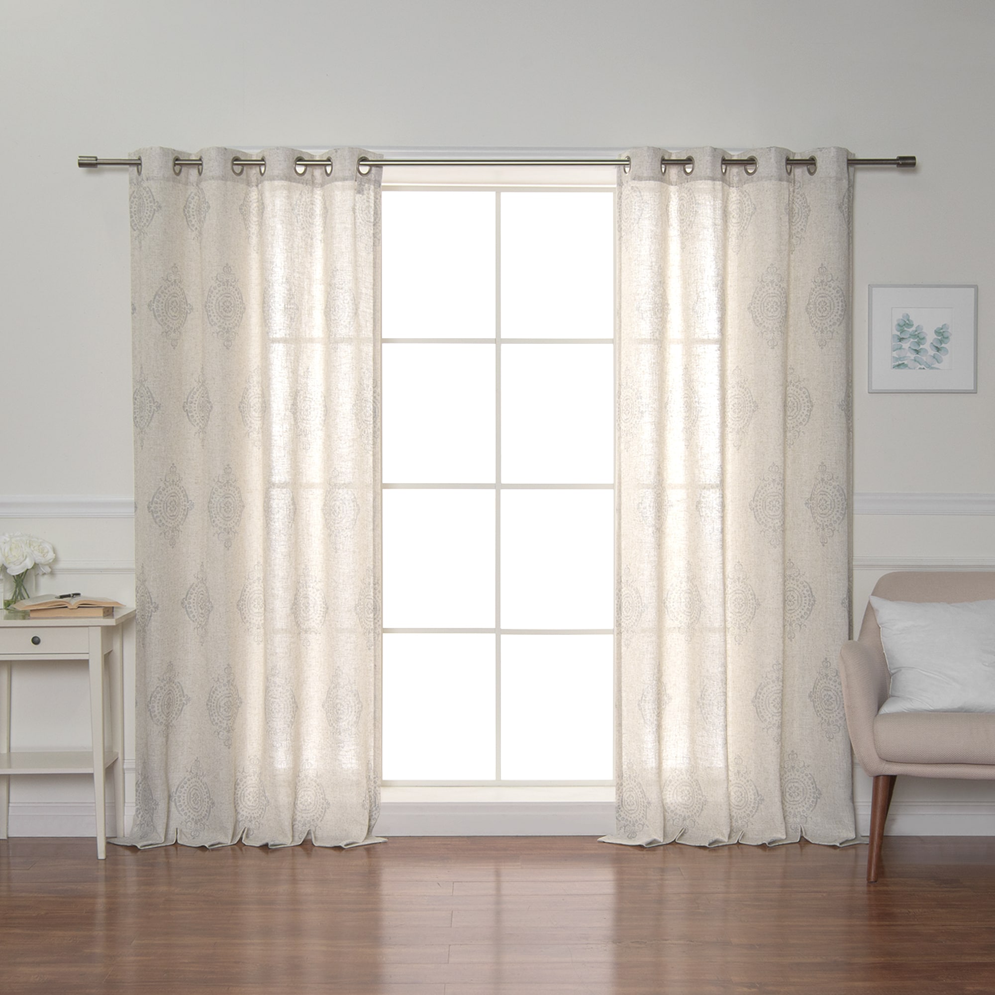 Best Home Fashion JC-17-MED02-84-GREY 84-Inches Grey Light filtering Grommet Curtain panel pair