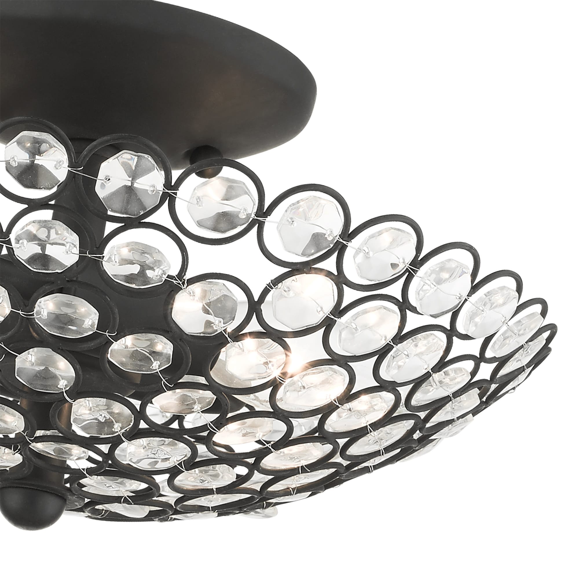 Black Crystal 11" Indoor/Outdoor Bowl Semi-Flush Mount