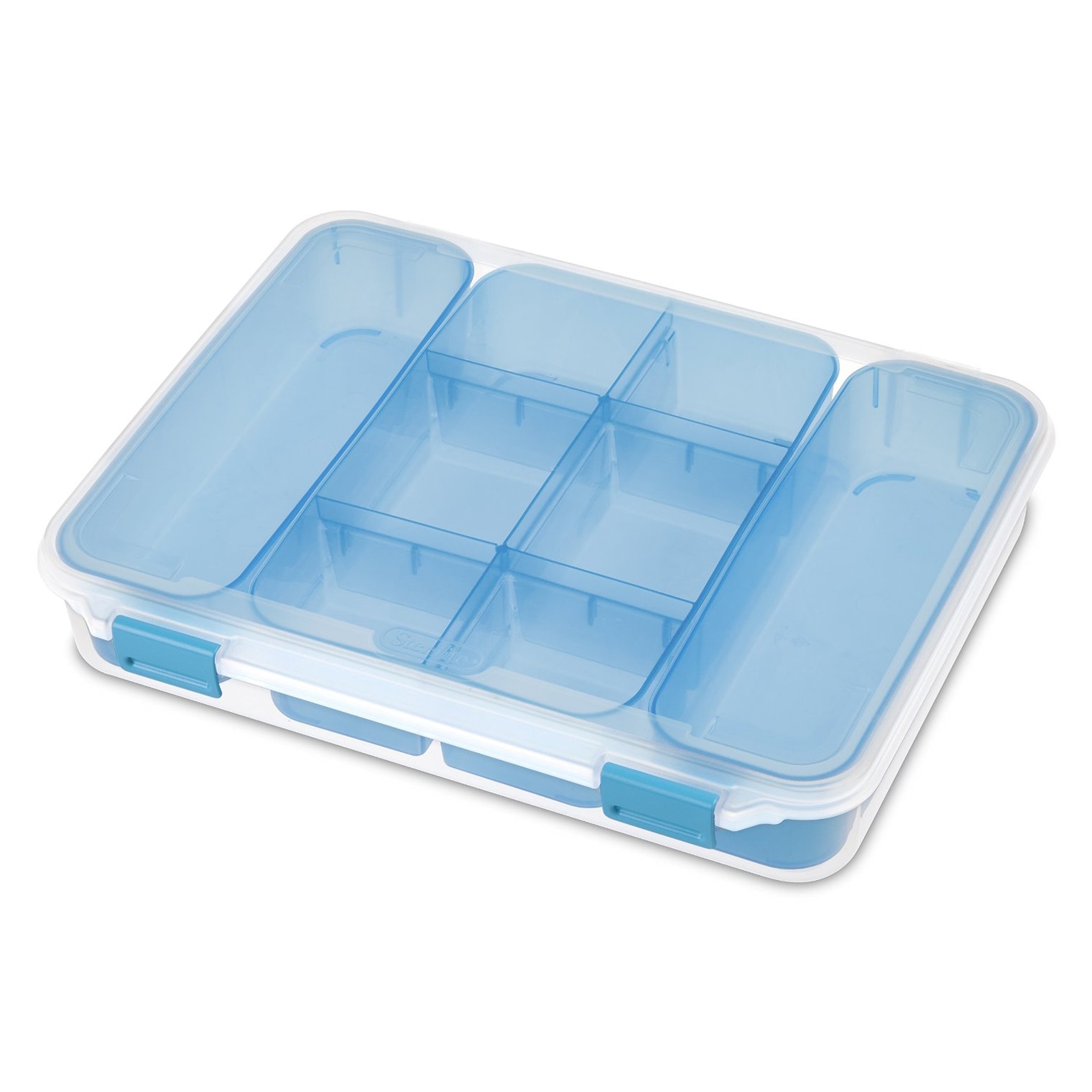 Sterilite Corporation 6-Pack Small 1-Gallons (4-Quart) Clear/Blue Tote with  Latching Lid at
