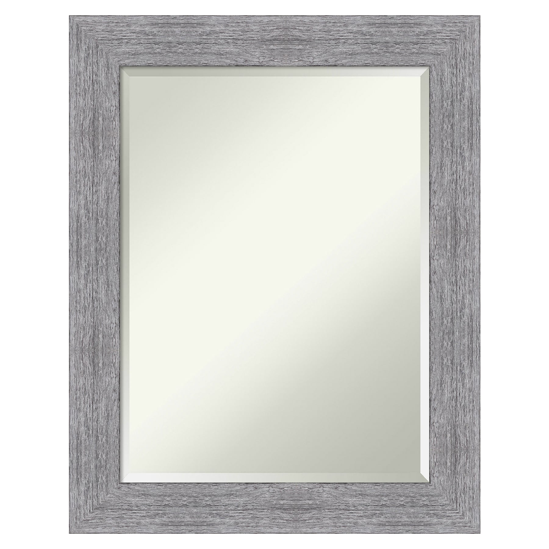 Gray Bark Rustic Rectangular Wall Mirror with Beveled Glass
