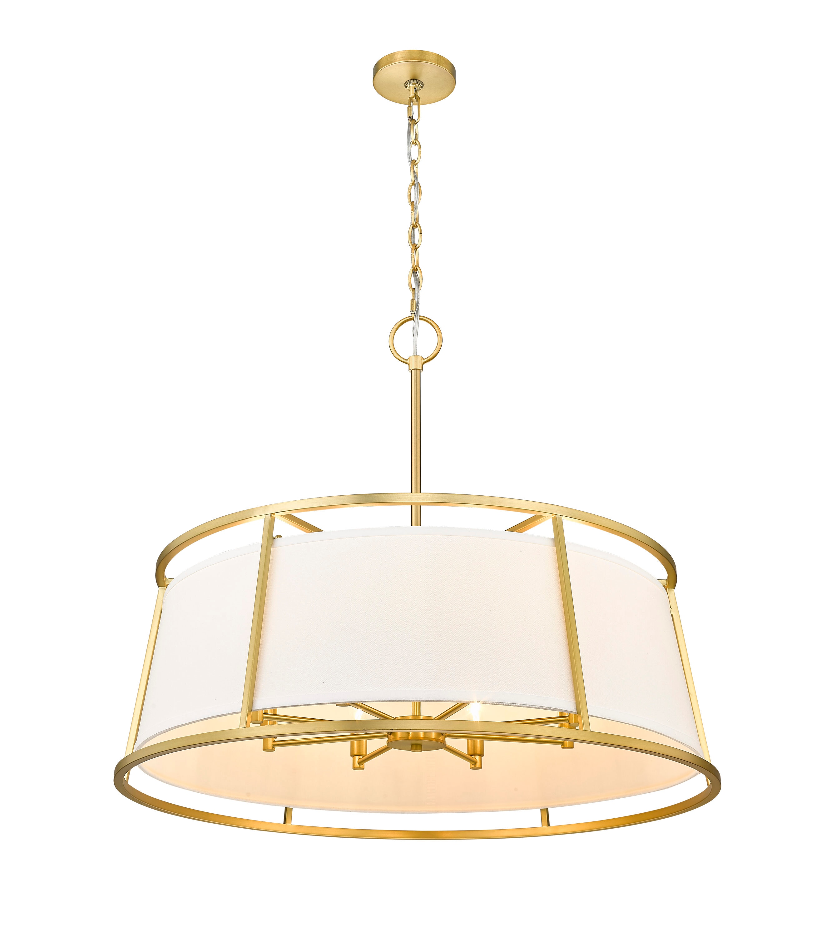 Lenyx Elegant Brushed Nickel and Brass Drum Pendant Light