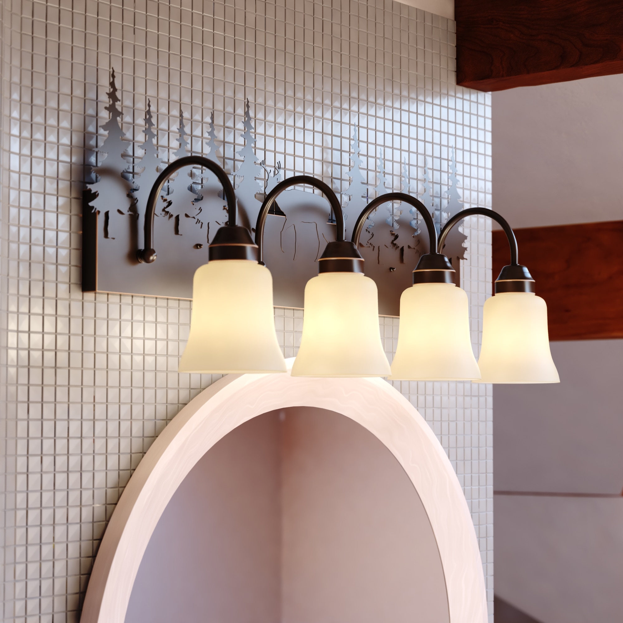Cascadia VL55404BBZ Bryce 33-in 4-Light Burnished Bronze Rustic Vanity Light
