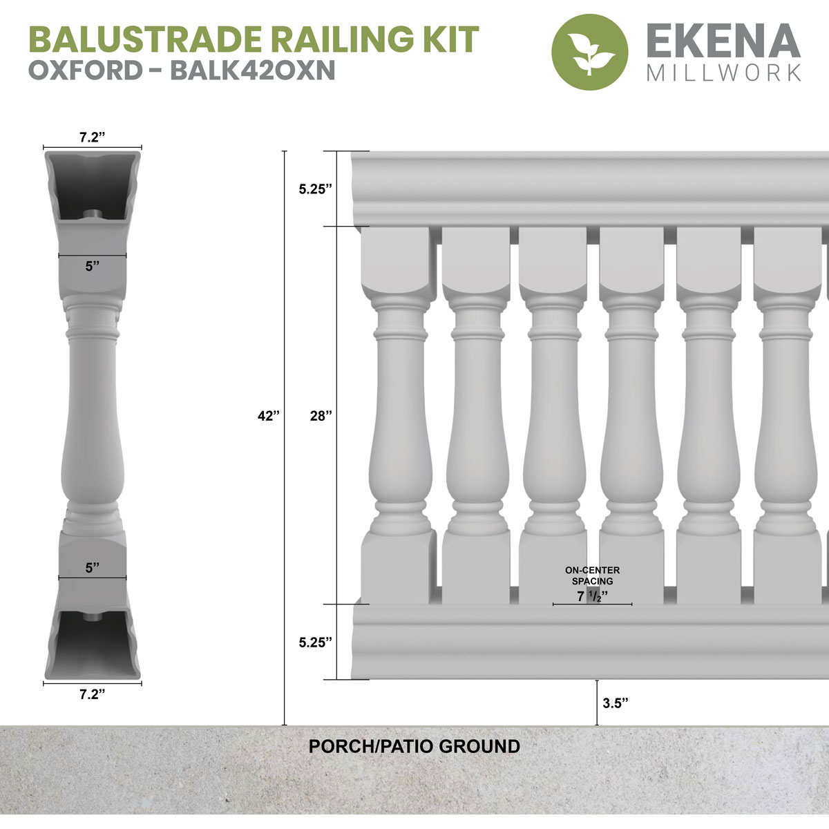 Ekena Millwork BALK42X156OXN railings - View #2