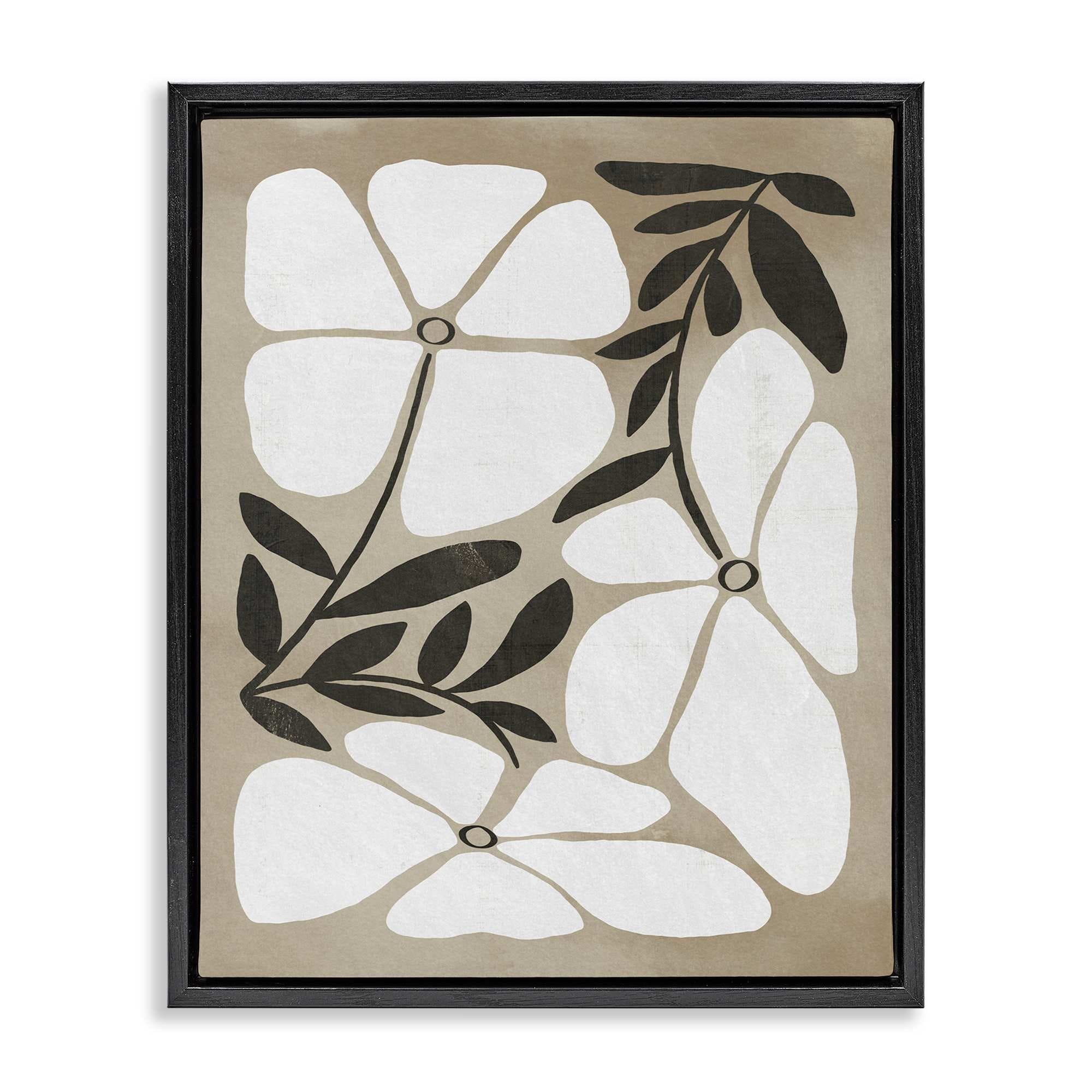 Stupell Industries BS-370-FFB-24X30 Boho Flowers Trio Black Framed Floater Canvas Wall Art By Victoria Barnes 25 x 31