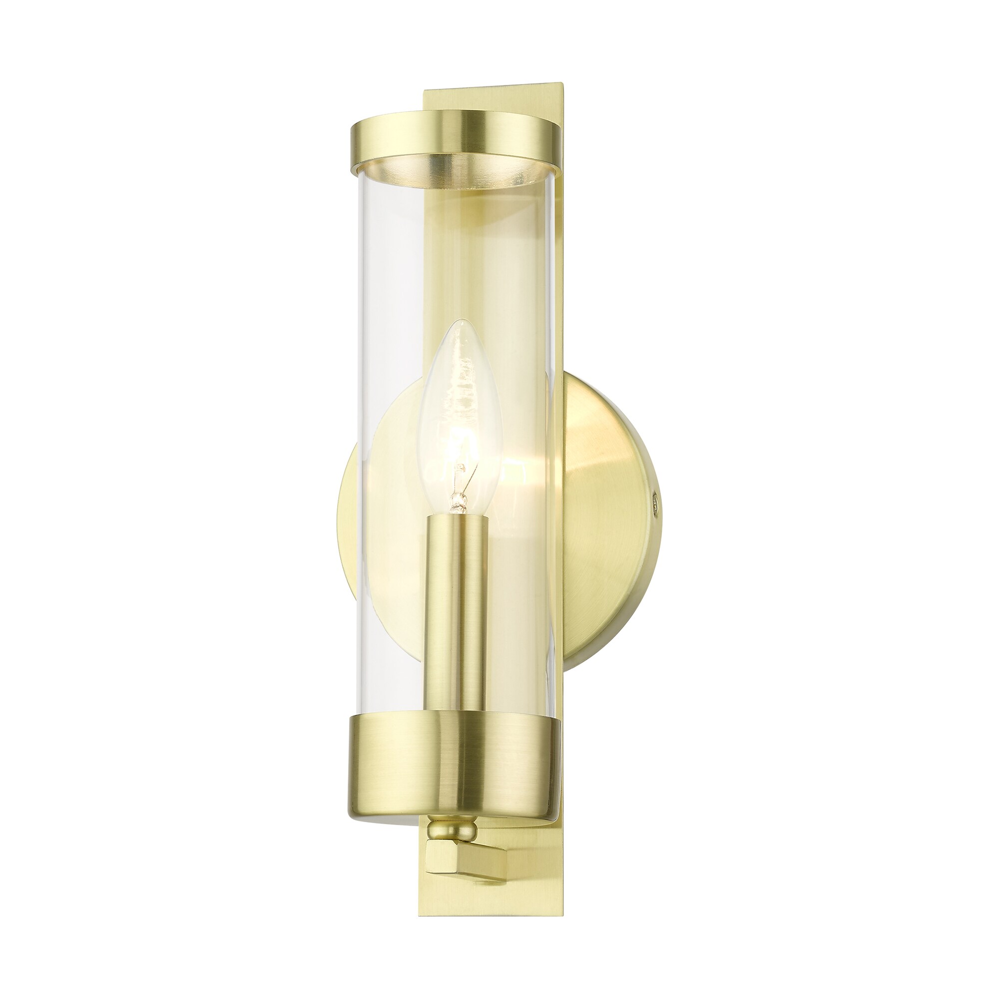 Livex Lighting Castleton  W 1-Light Satin Brass Transitional Wall  Sconce in the Wall Sconces department at 
