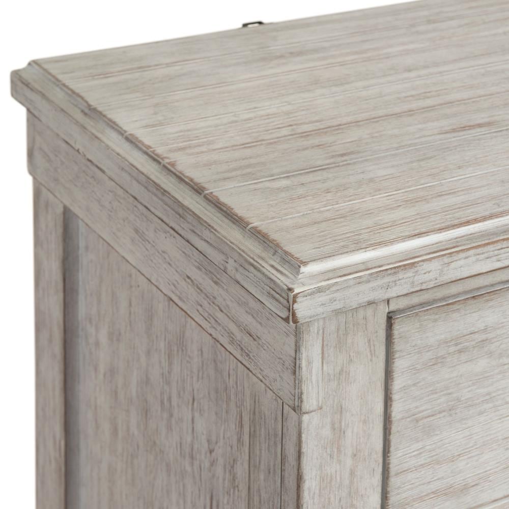 Rustic Off-White 3-Drawer Nightstand with USB Ports