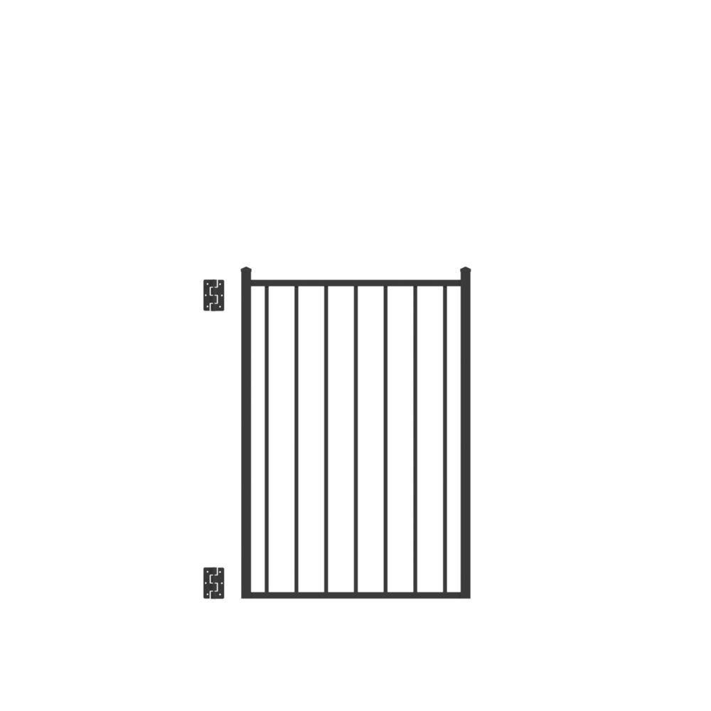 Freedom 73009452 Easton 4-ft H x 3-ft W Black Aluminum Decorative Walk-thru Spaced picket Fence gate