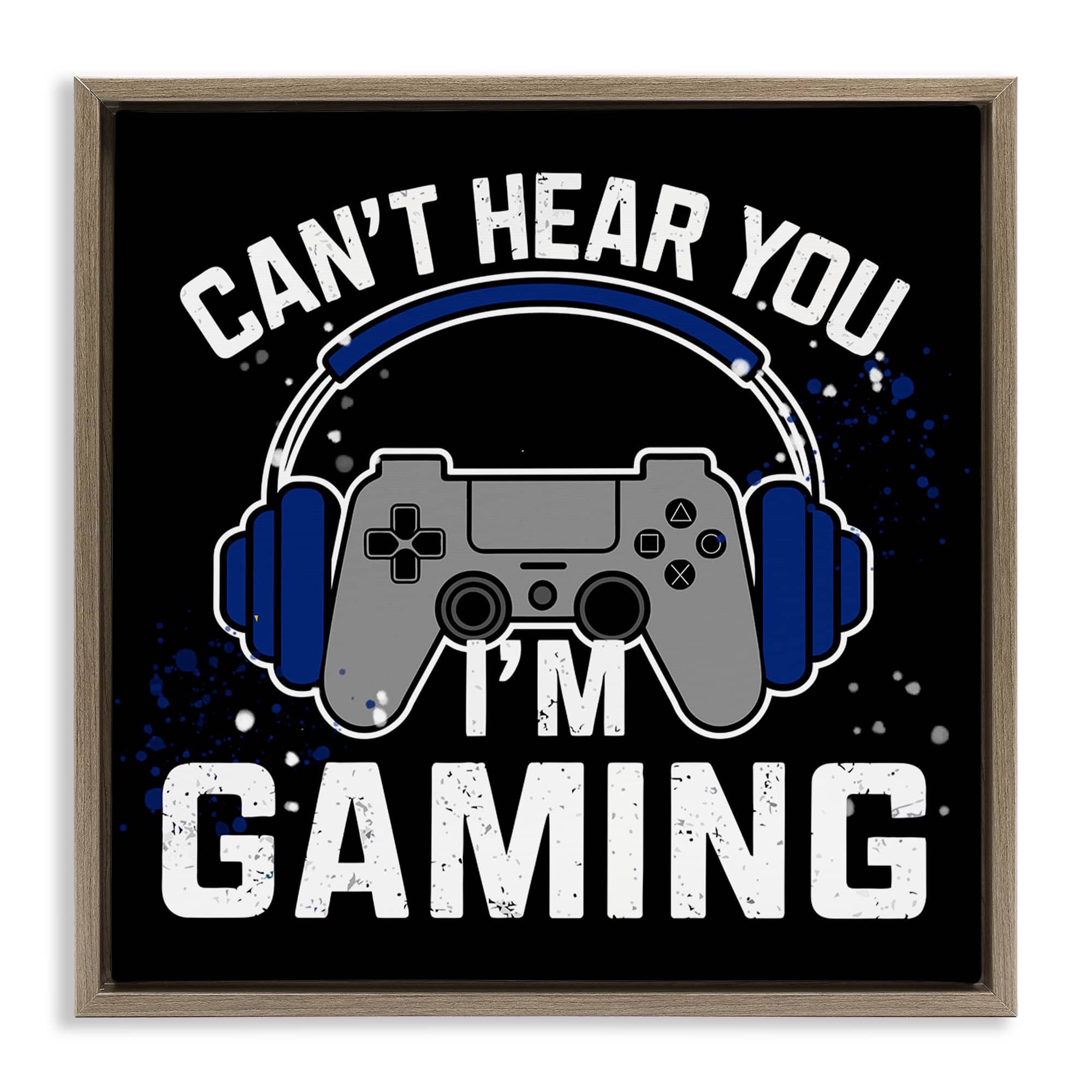 Stupell Industries BS-054-FFE-24X24 Can't Hear You Gaming Brown Framed Floater Canvas Wall Art By Kim Allen 25 x 25